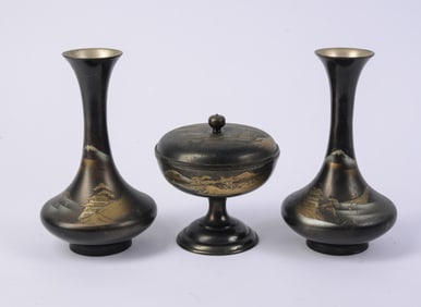 Three Chinese Mixed Metal Pieces.