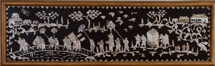 Chinese Mother of Pearl Inlaid Panel.
