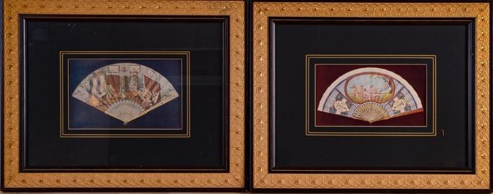 Pair of Framed Victorian Fan Prints
