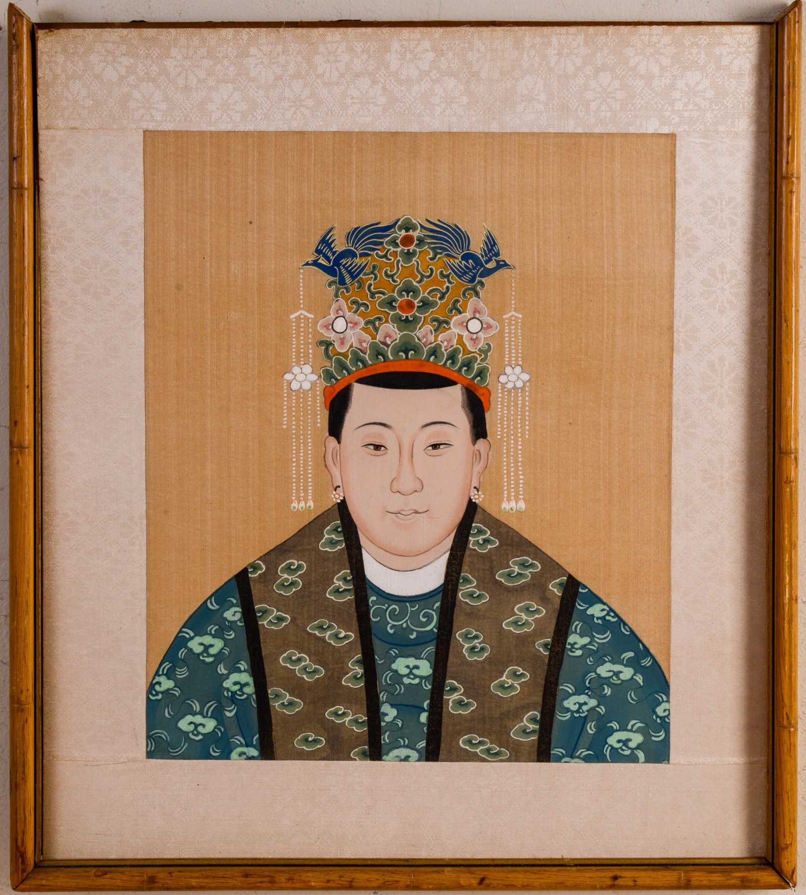 Chinese Watercolor of a Man in Ming Dynasty Uniform.: 16 x 14 inches. Old label on verso.