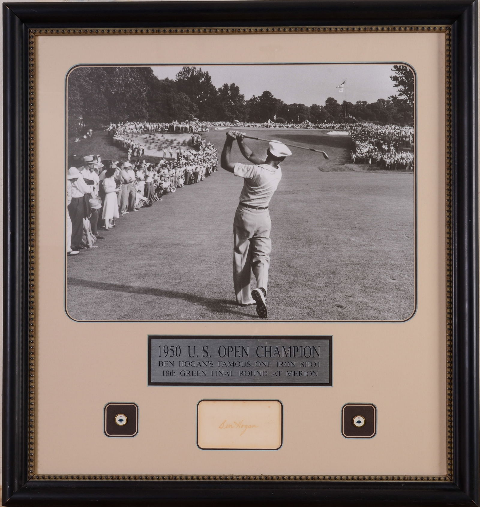 Ben Hogan 1950 US Open Champion Signature and Photo.: Framed, 28 x 26 inches.