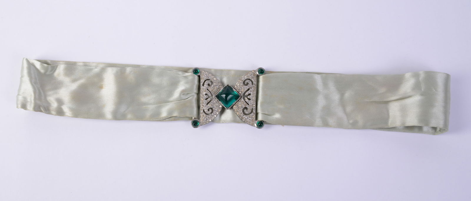 Art Deco Belt With Rhinestones.: Length 30 inches.