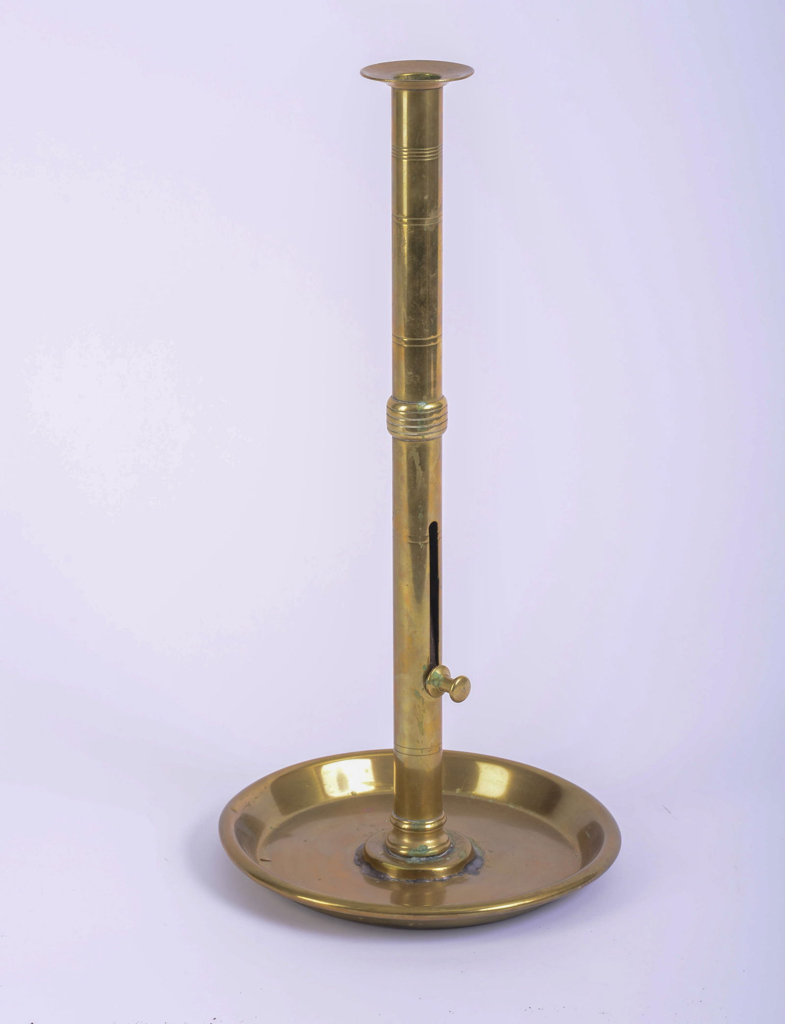 Large Push Up Brass Candlestick.: Height 16.5 inches.