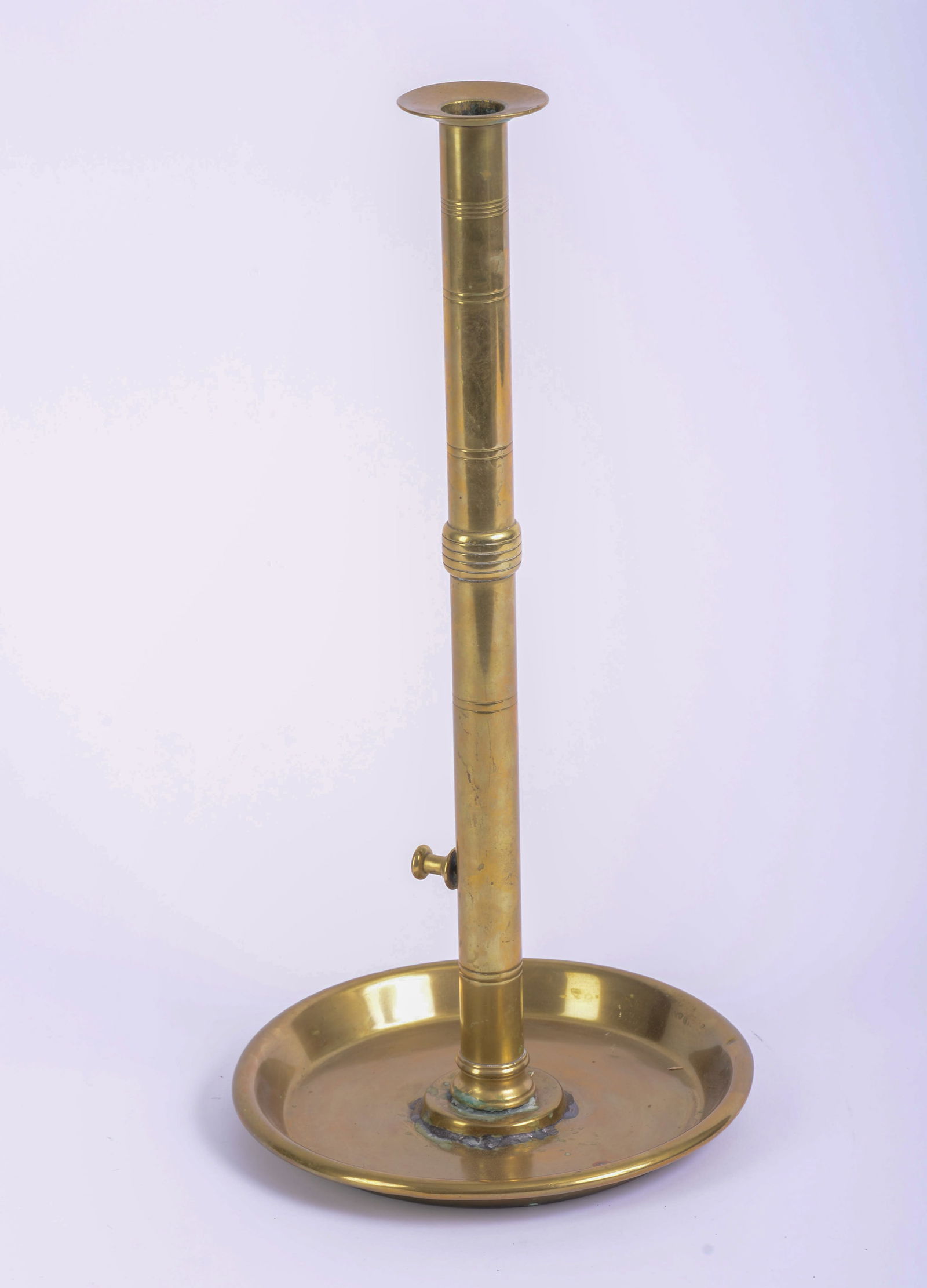 Large Push Up Brass Candlestick. - 2