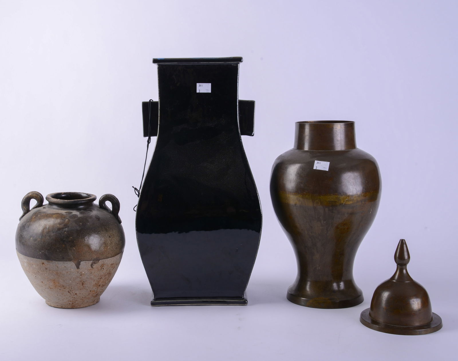 Small Redware Pitcher and Two Collanders. - 12