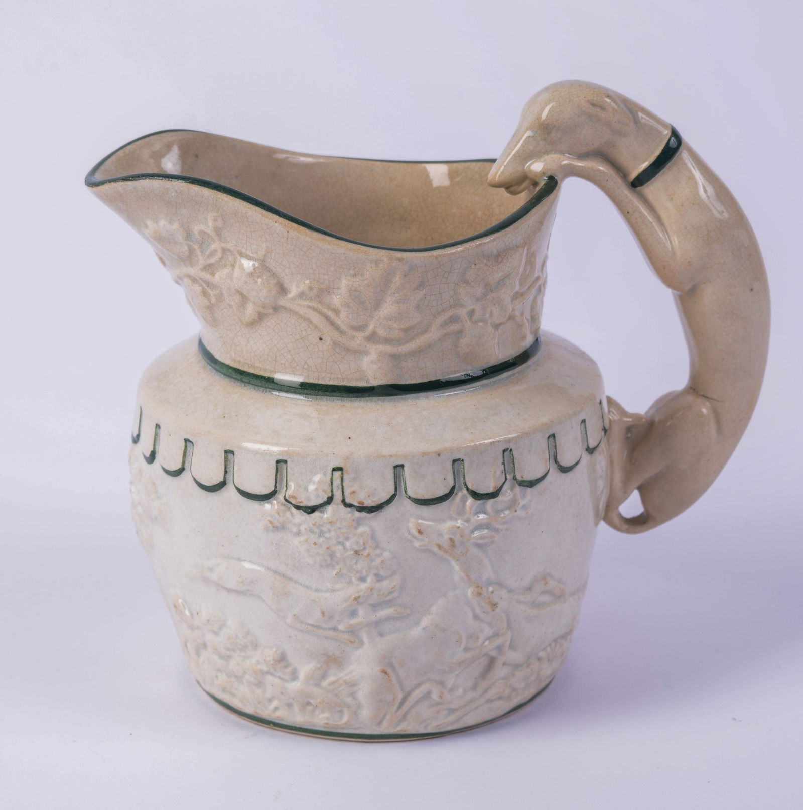 Small Pearlware Hunt Pitcher.: Height 5 inches, very good condition.