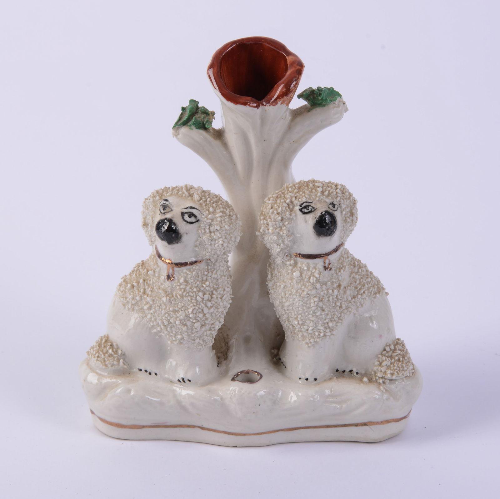 Small Staffordshire Spill Vase With Poodles.: Height 5.5 inches. Good condition.