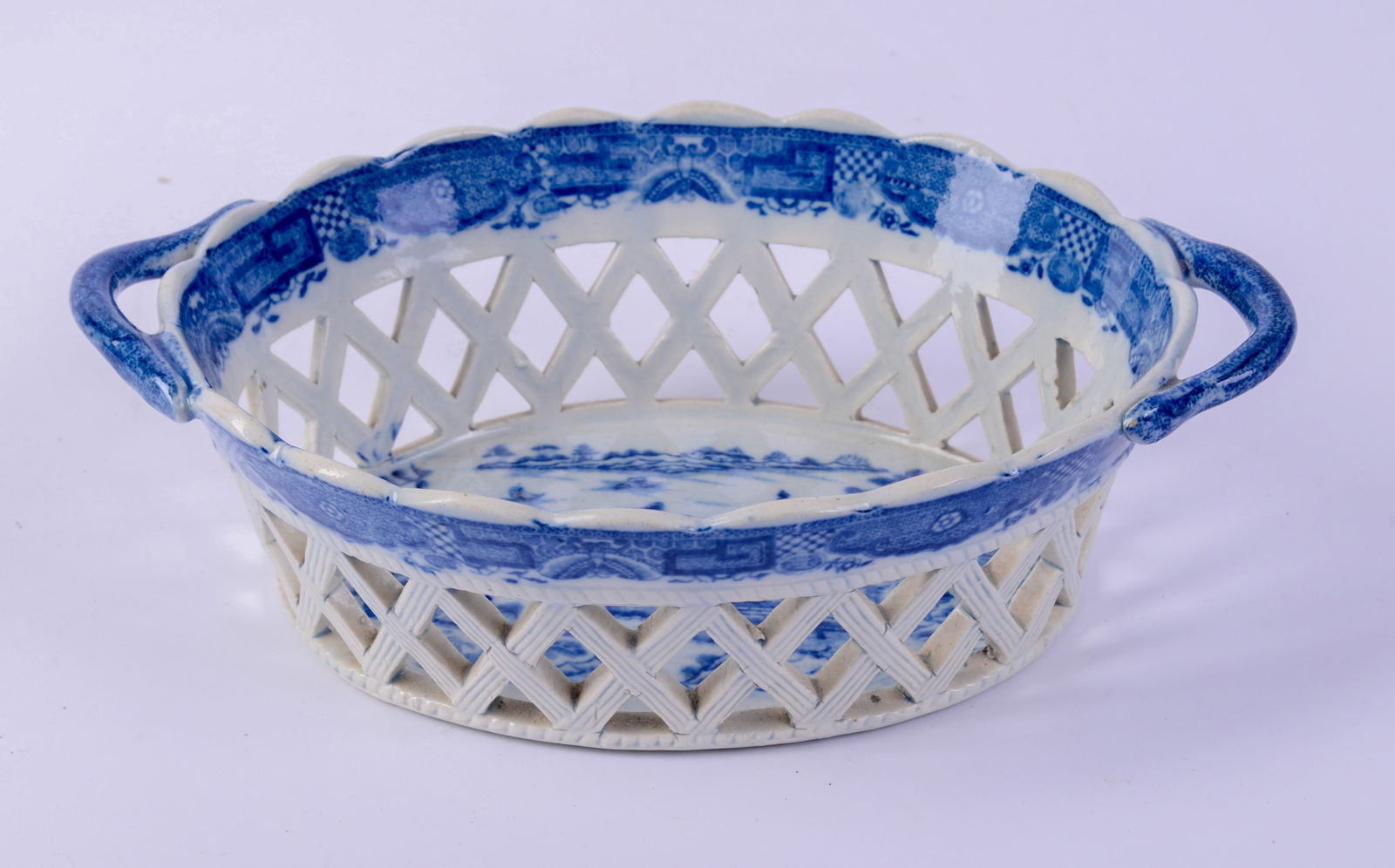 Chinese Blue and White Reticulated Basket. (1 of 3)
