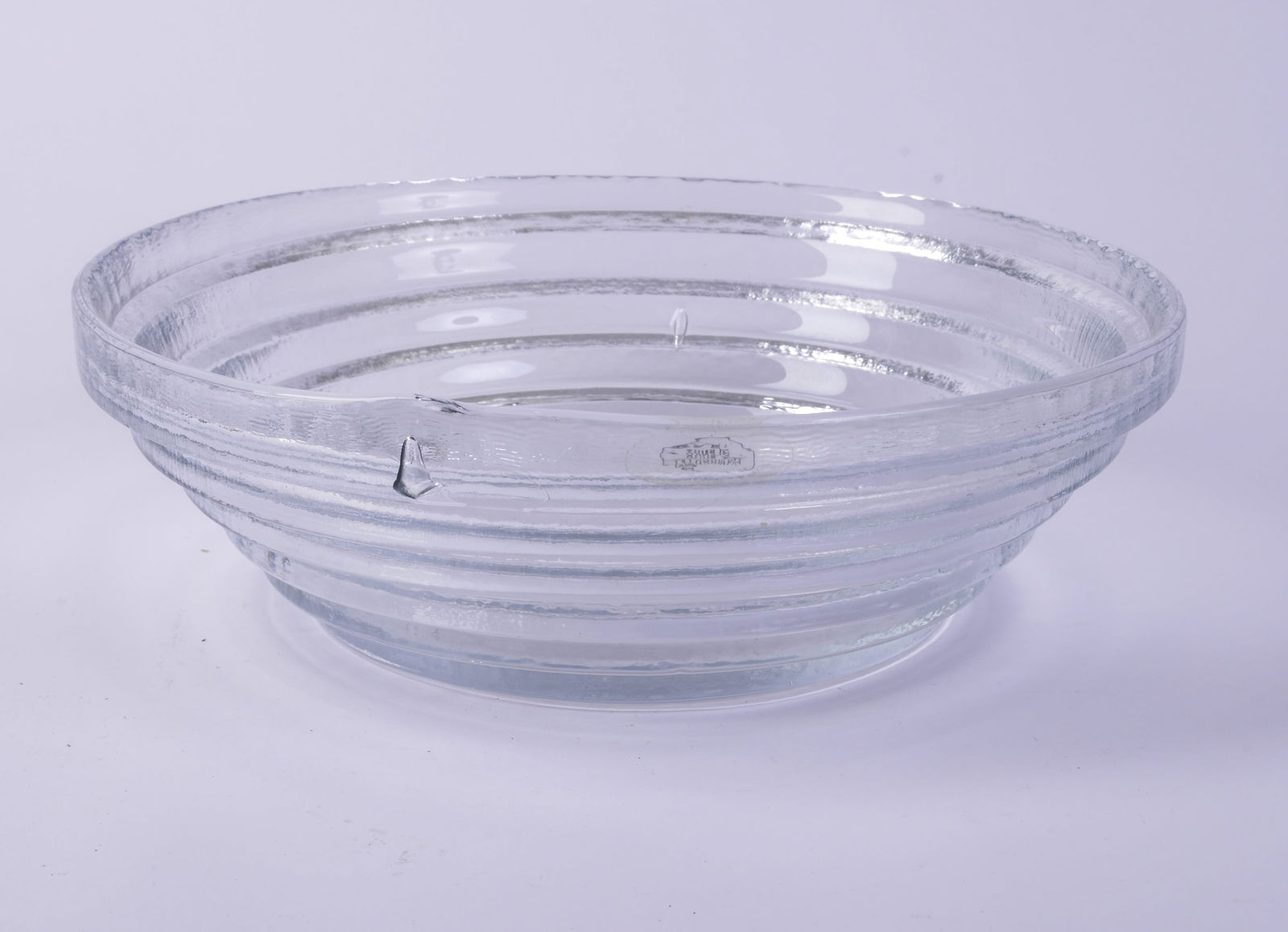 Large Blown Glass Bowl With Spiral Design.: Diameter 10.25 inches, good condition.
