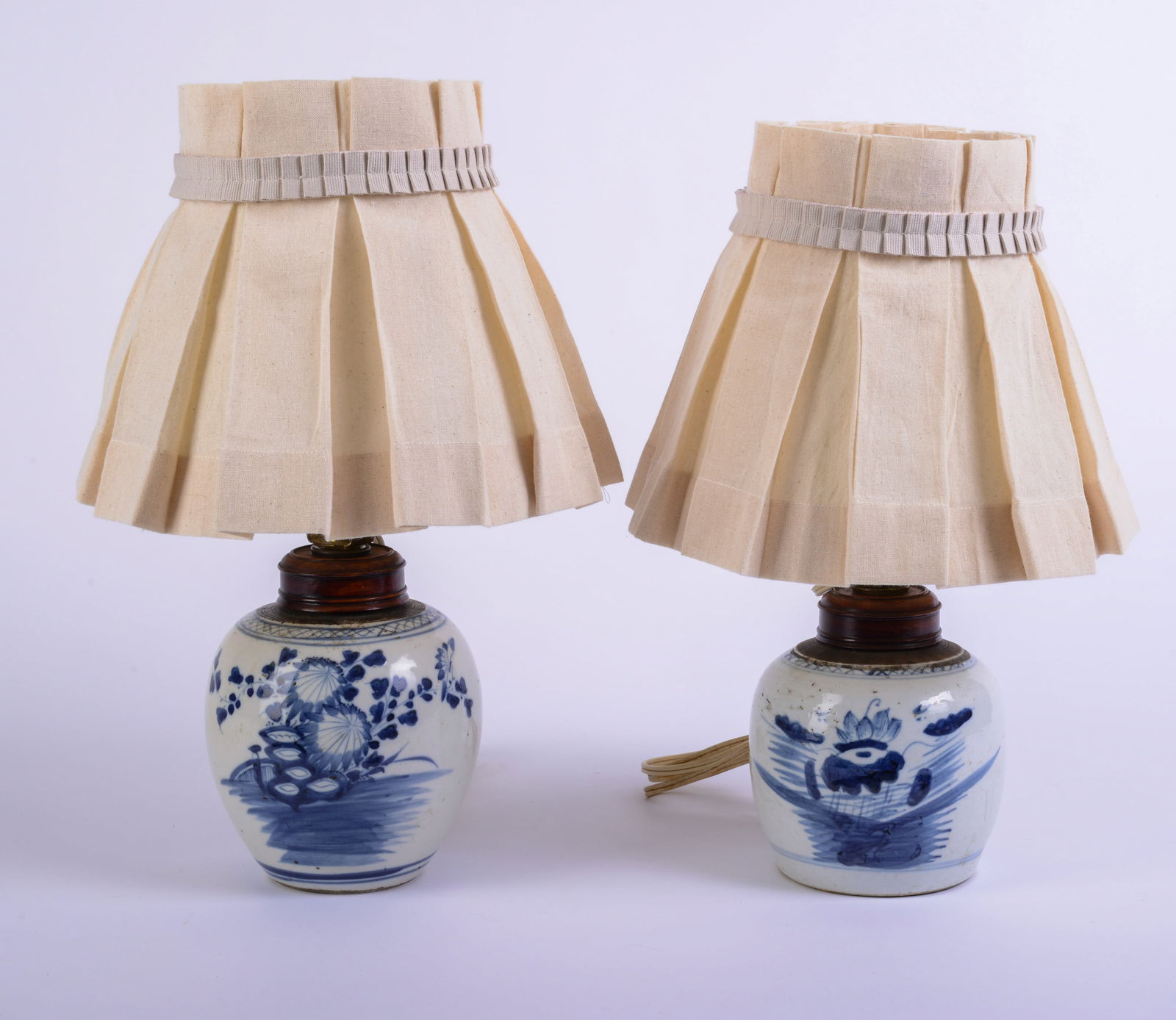 Pair of Small Chinese Blue and White Table Lamps. (1 of 3)