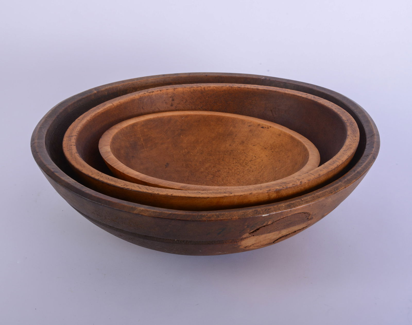 Three Antique Turned Wooden Bowls. (1 of 4)