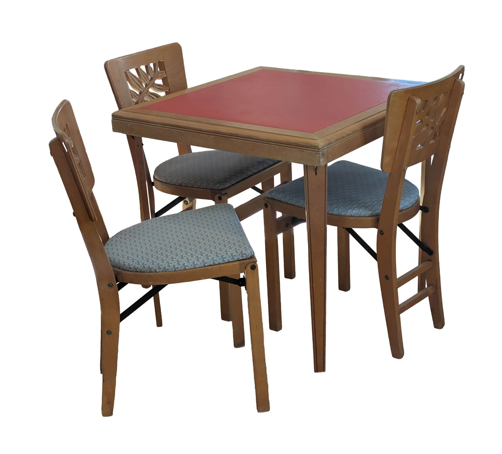 Mid Century Bridge Table and Three Chairs. (1 of 2)