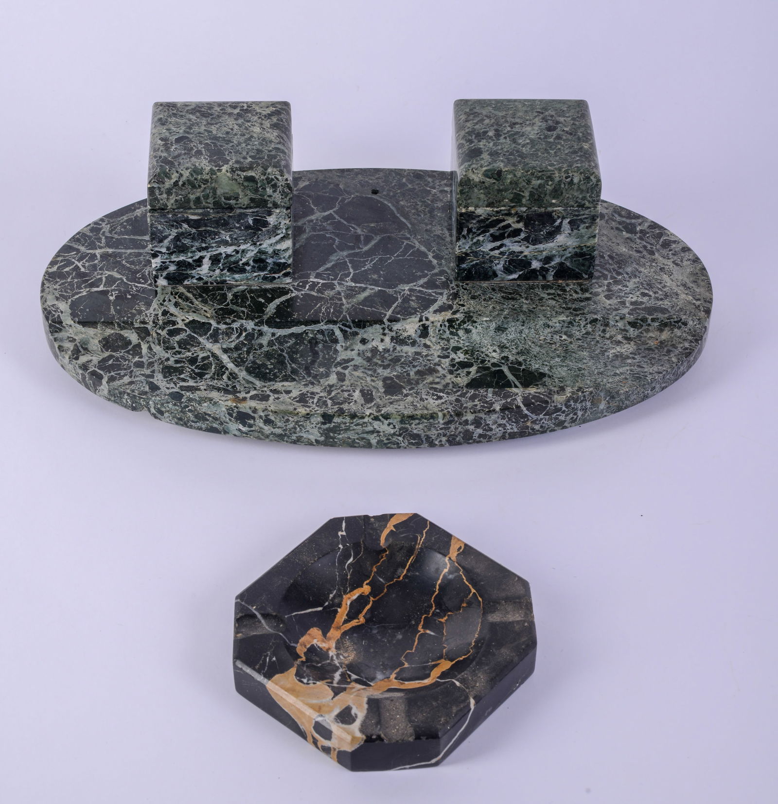 Marble Inkwell and an Ashtray. (1 of 3)