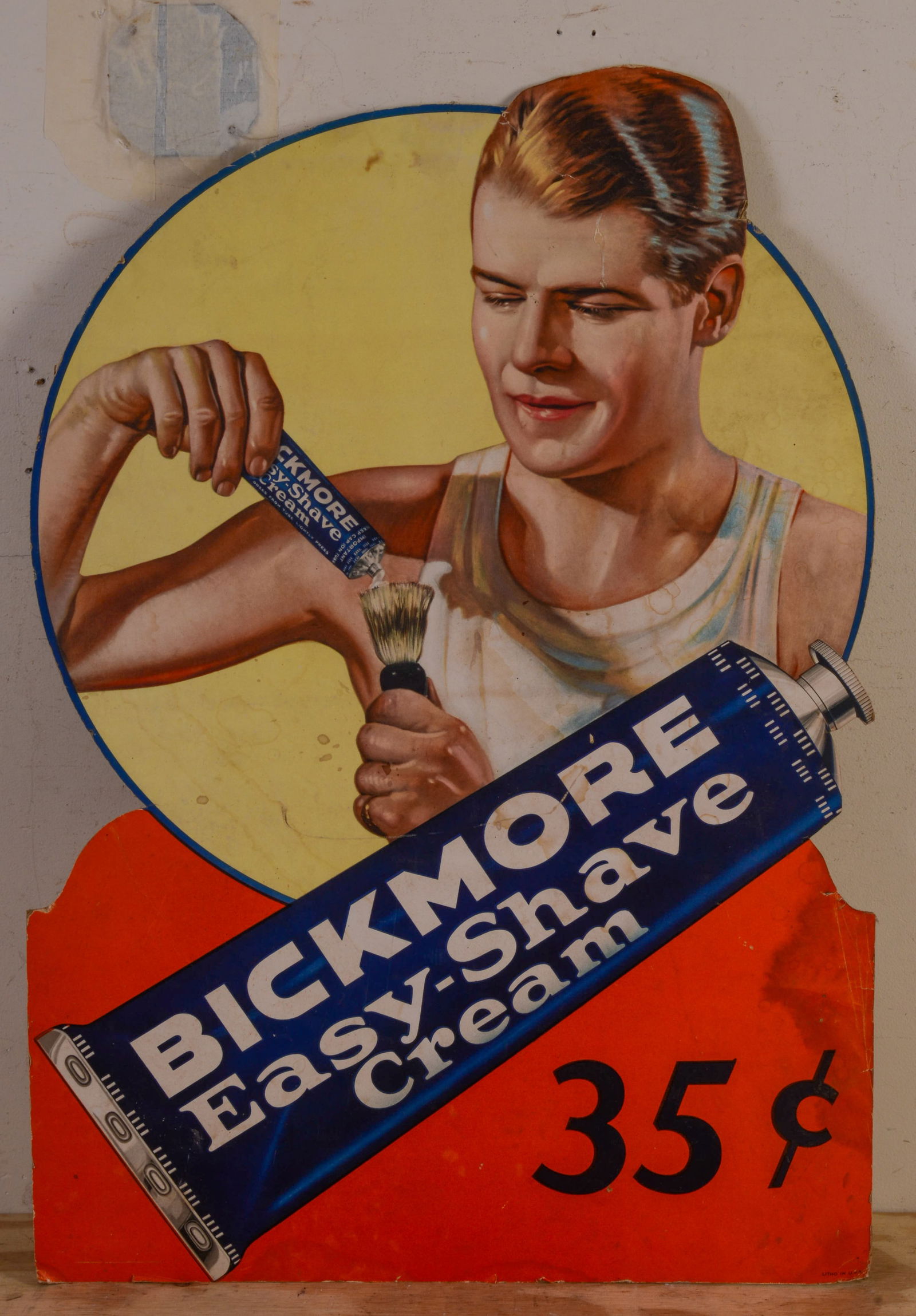 Bickmore Easy-Shave Cream Advertisement.: 31 x 21 inches. Some staining, crease near top.