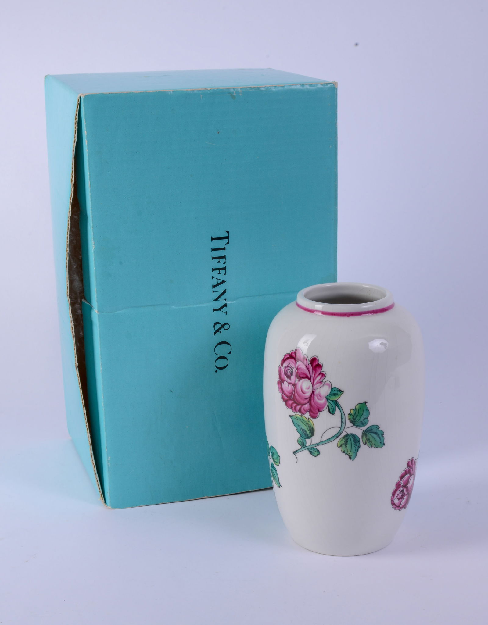 Tiffany & Co. Strasbourg Flowers Vase.: Height 7.5 inches, in original box.