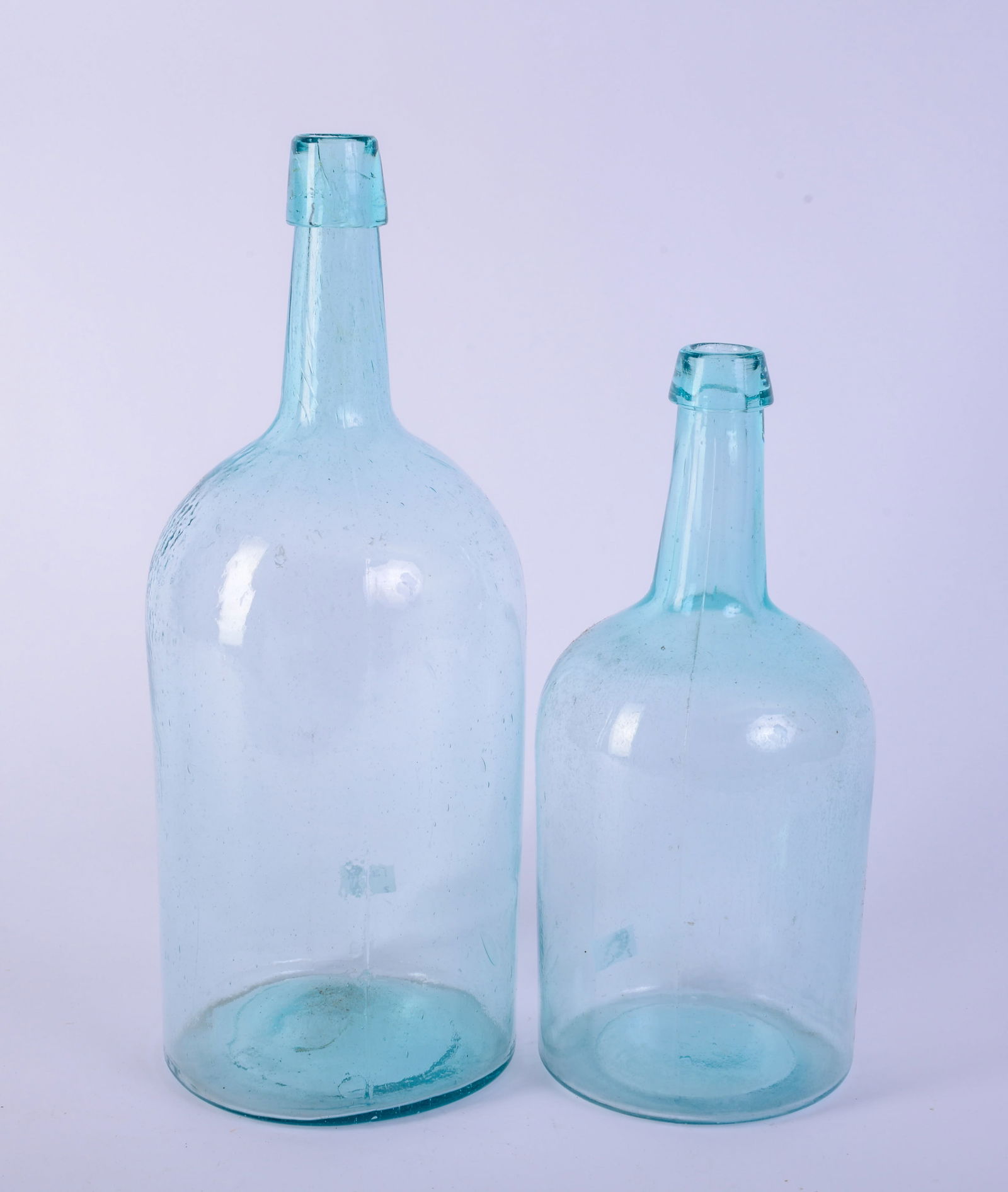 Two Blue Glass Demijohn Bottles. (1 of 4)