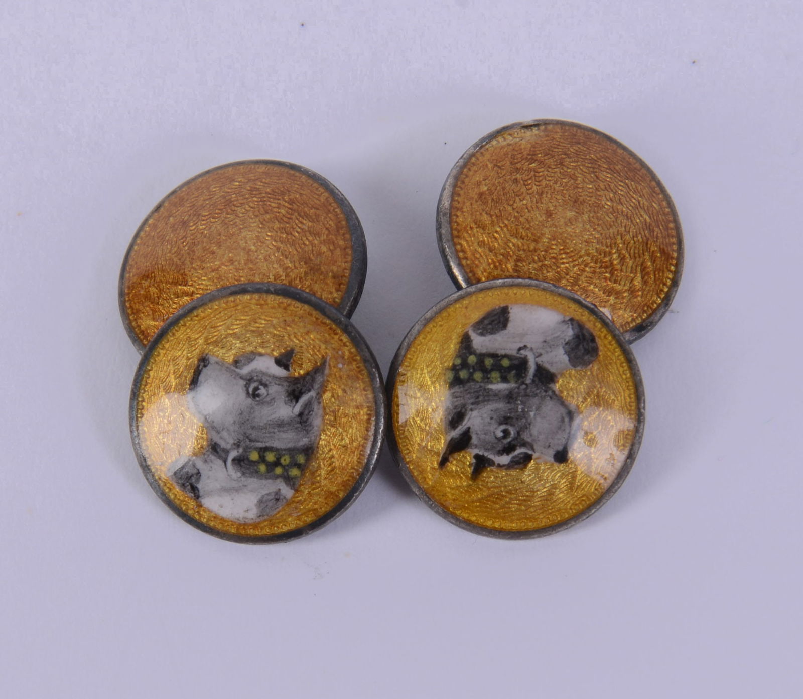 Pair of Sterling Cufflinks With Dogs.: Diameter .5 inches.
