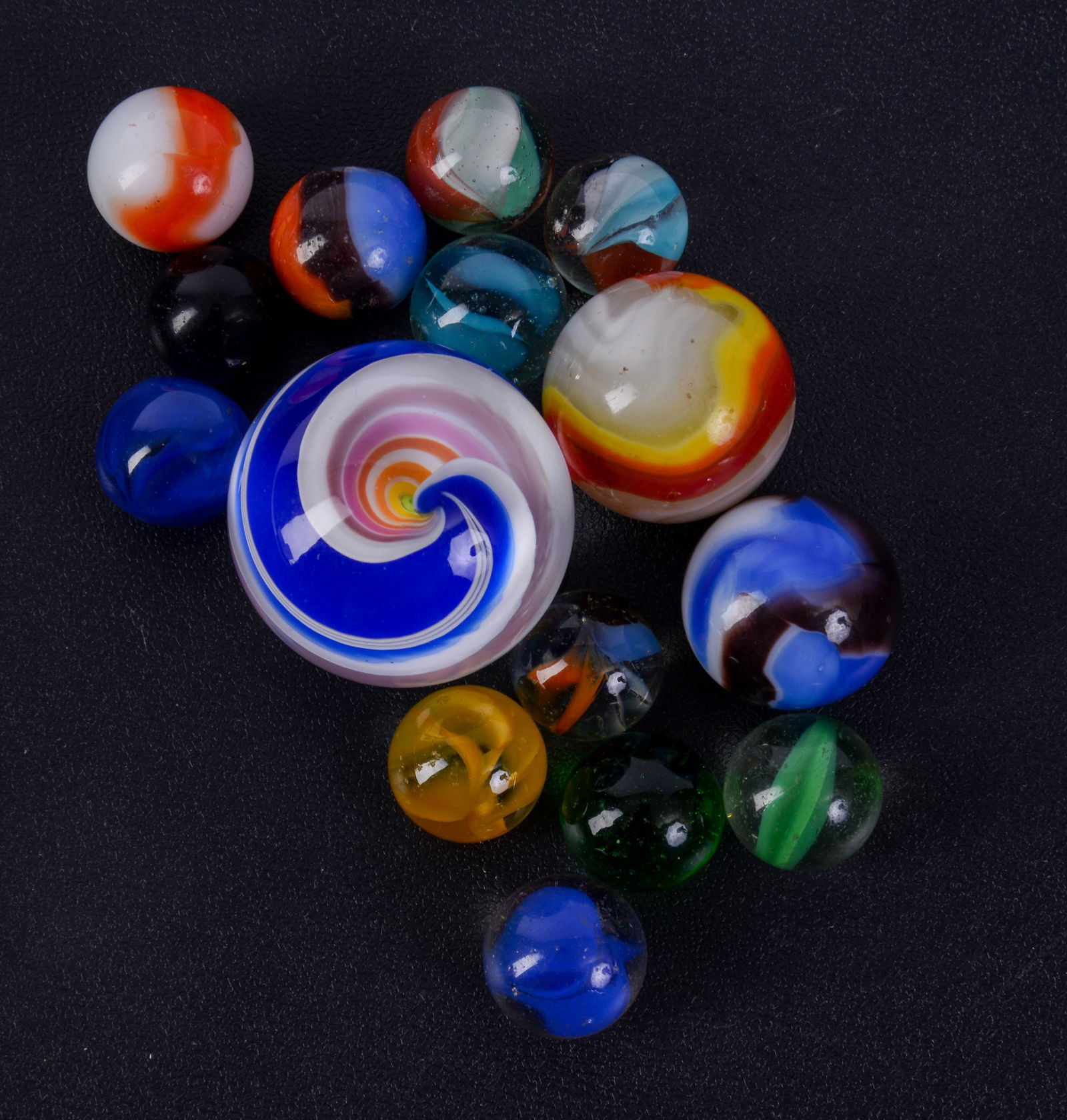 Small Collection of Marbles.: Diameter of largest 1.25 inches.