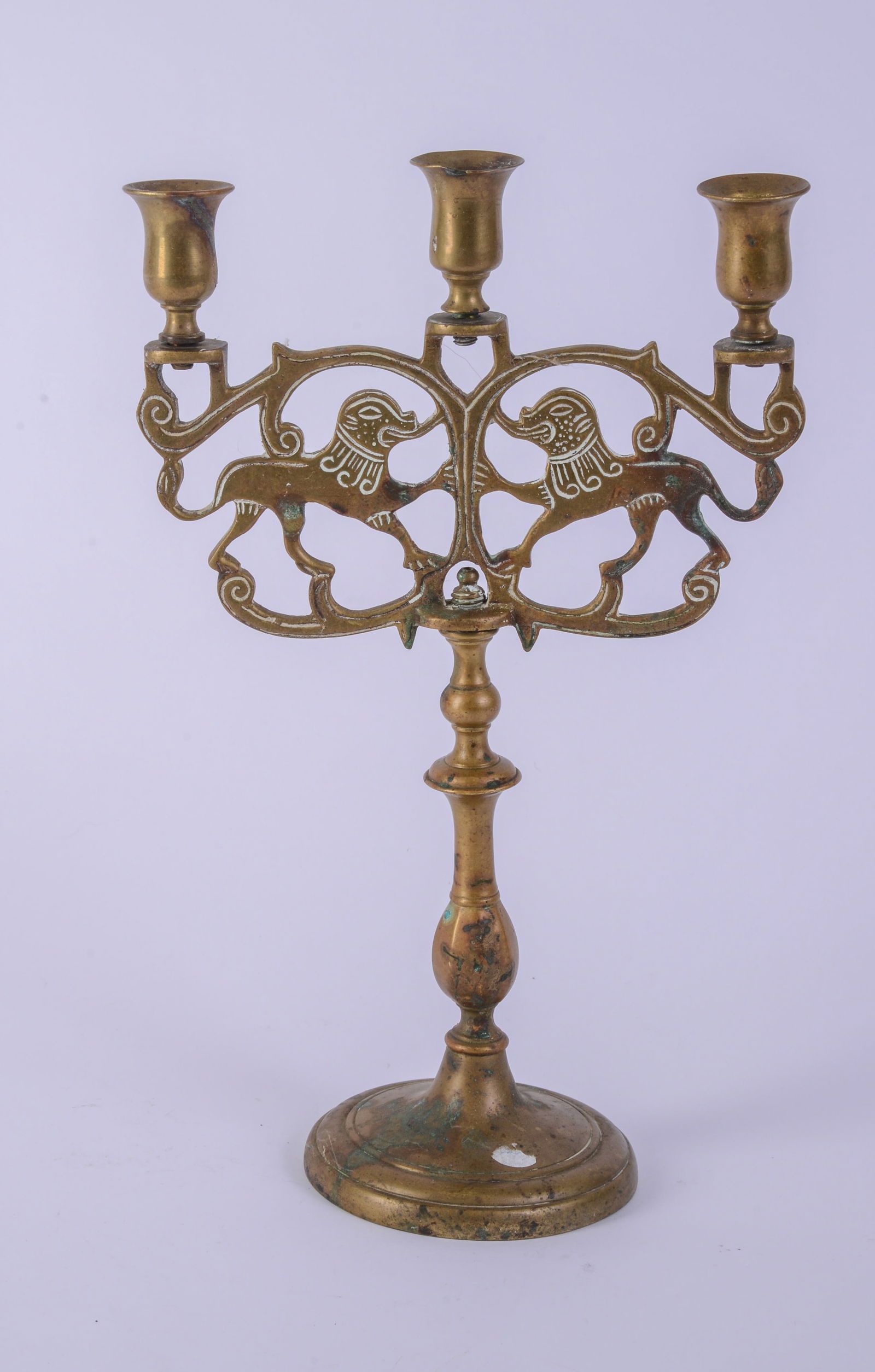 Brass Candelabra With Lions. (1 of 3)