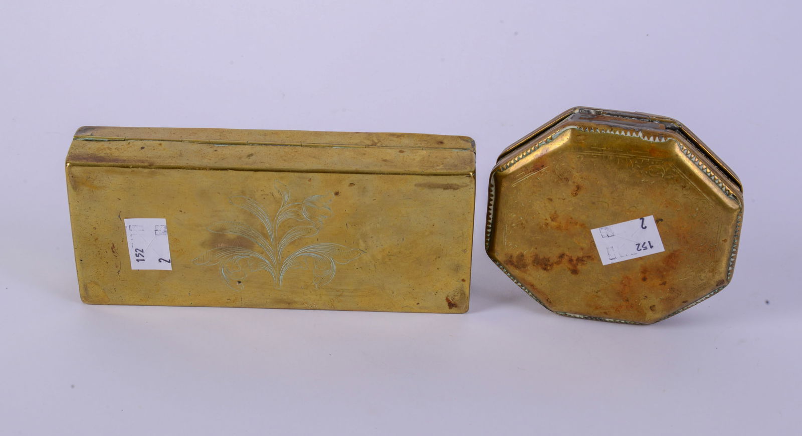 Two Brass Tobacco Boxes. - 4