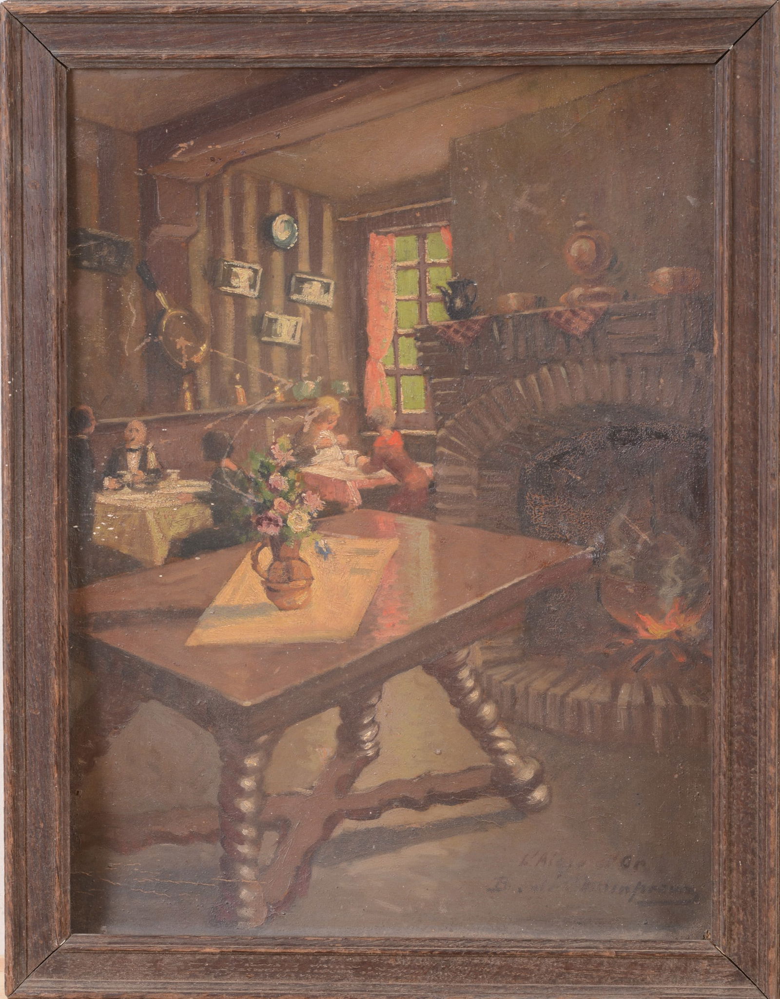 Early 20th Century Painting of a Room Interior.: Oil on board, 17 x 13 inches. Some scratches.