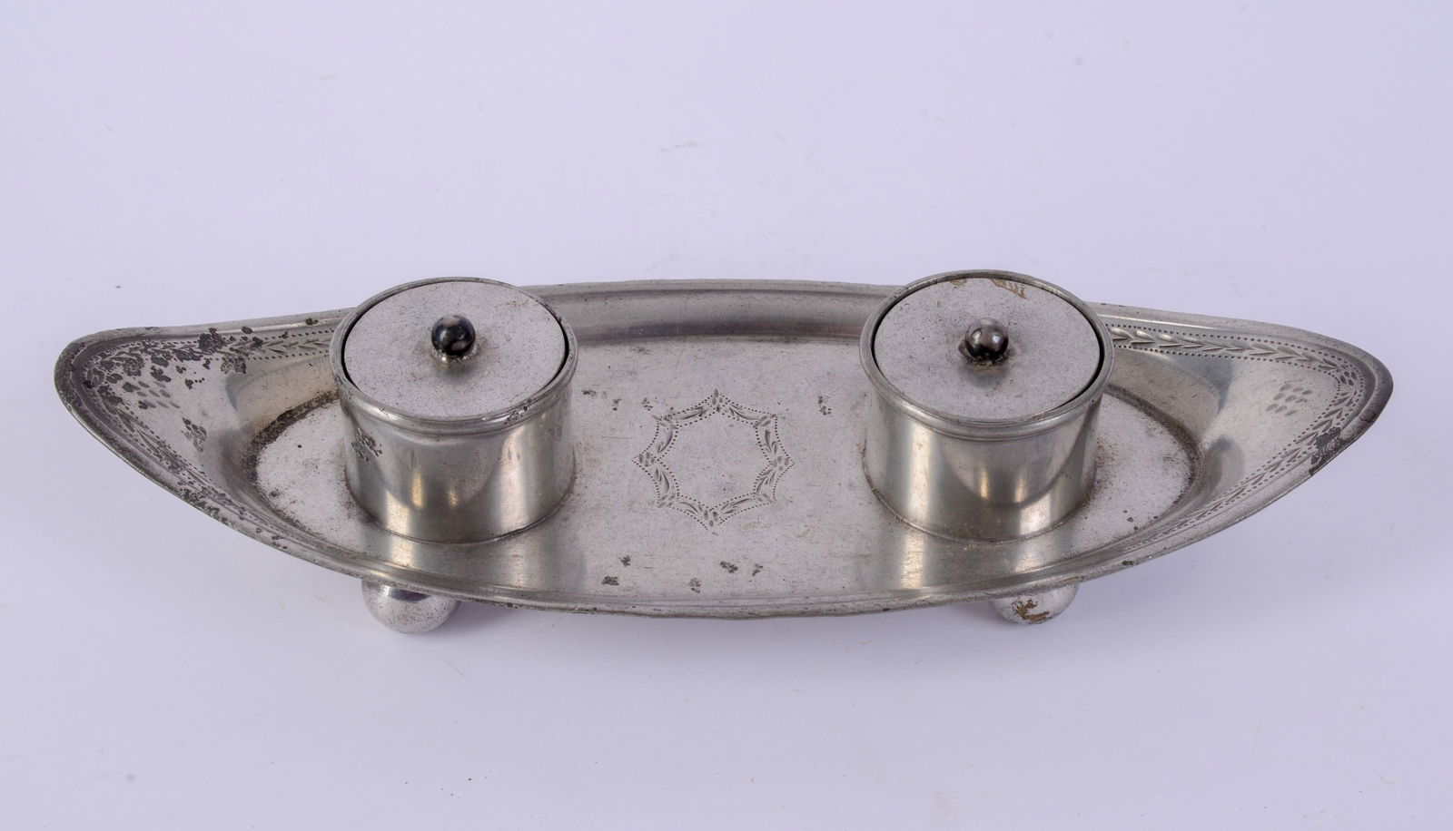 Silverplate Inkwell. (1 of 5)