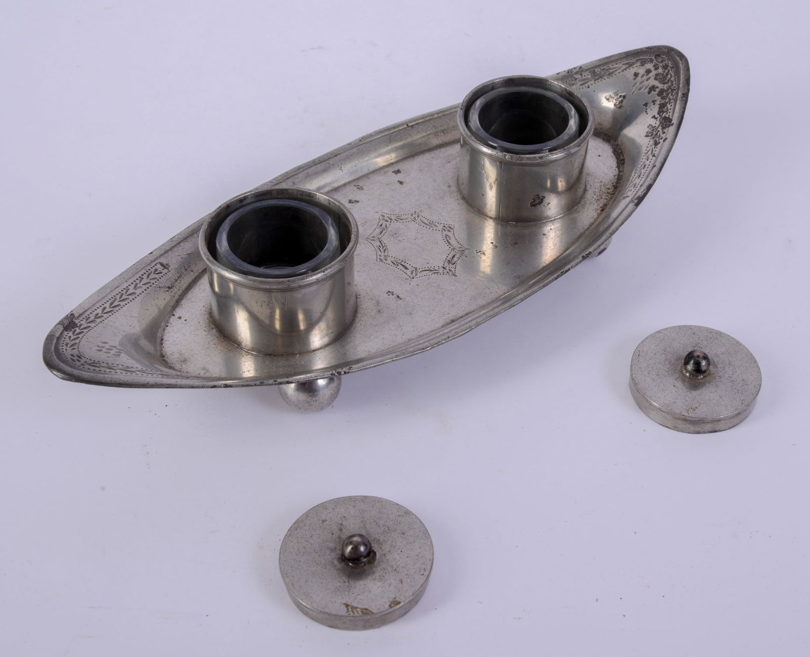 Silverplate Inkwell. - 3