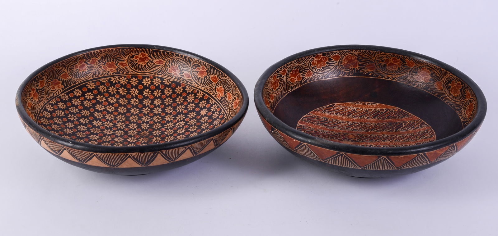 Two Handpainted Bowls.: Diameter 12 inches.