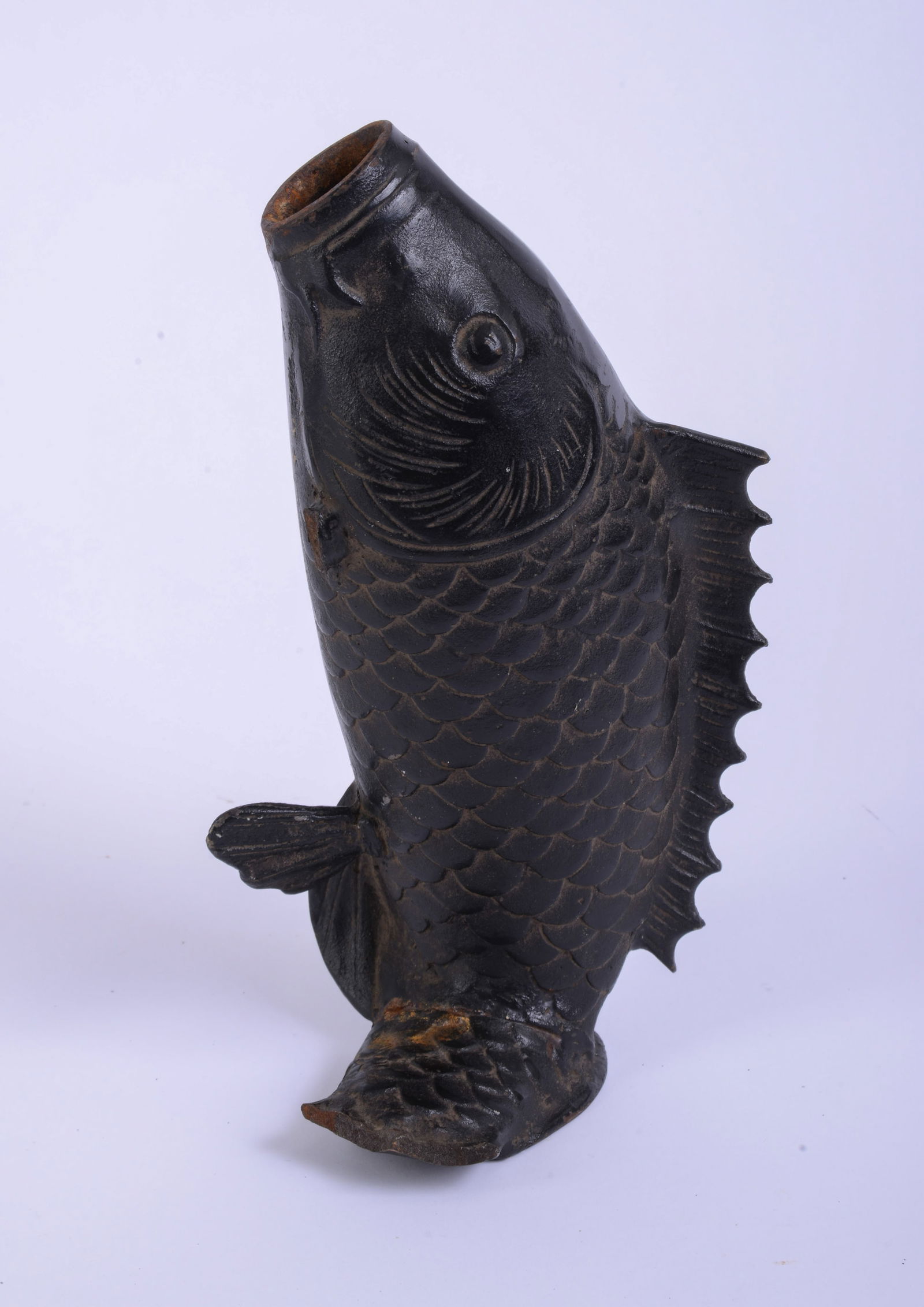 Chinese Cast Iron Fish Vase. (1 of 5)
