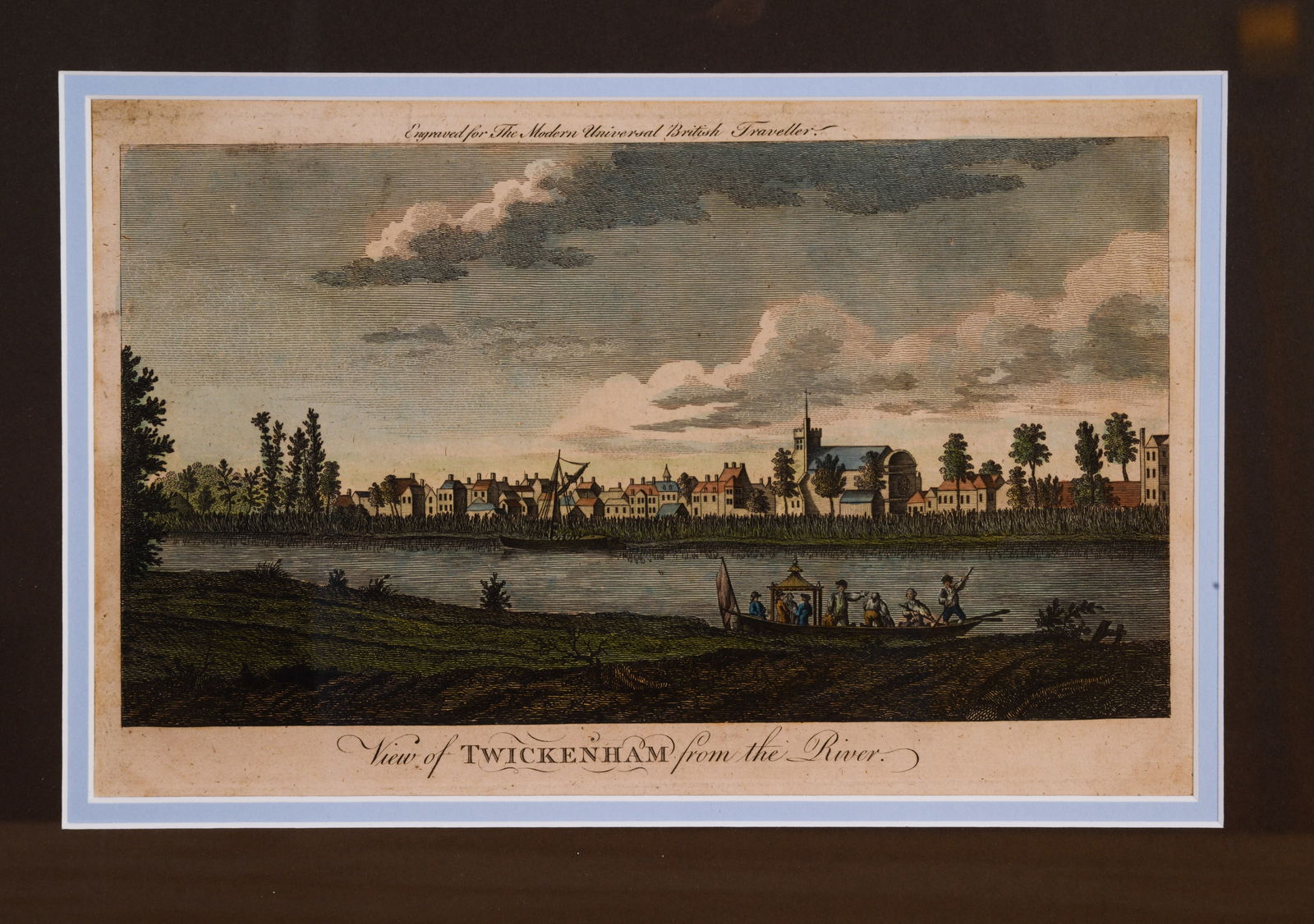 18th Century Engraving: View of Twickenham.: Framed, 14 x 18 inches.