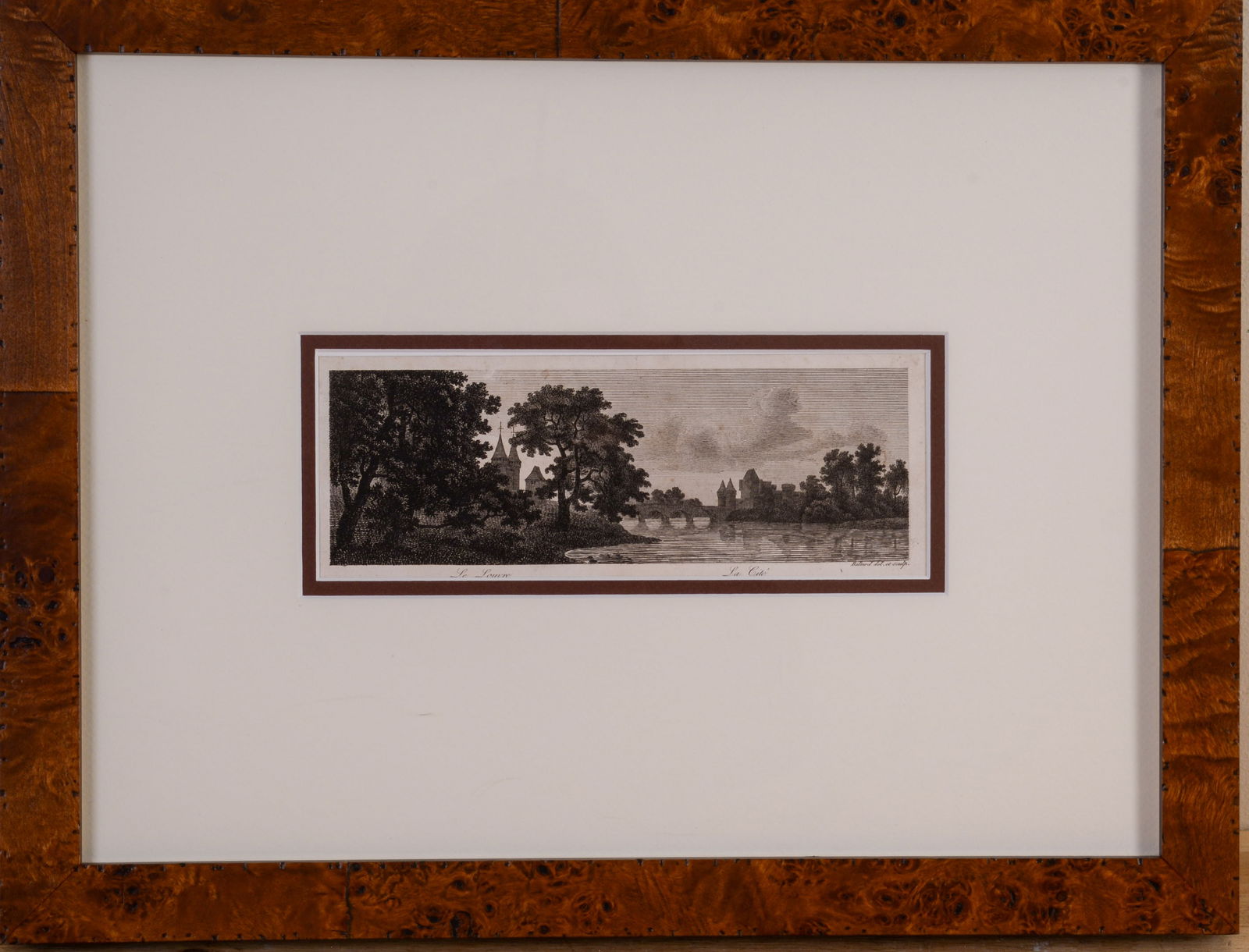 Louis-Pierre Baltard Engraving.: Image 275 x 8.25 inches. In a burl walnut frame, 14 x 18 inches.