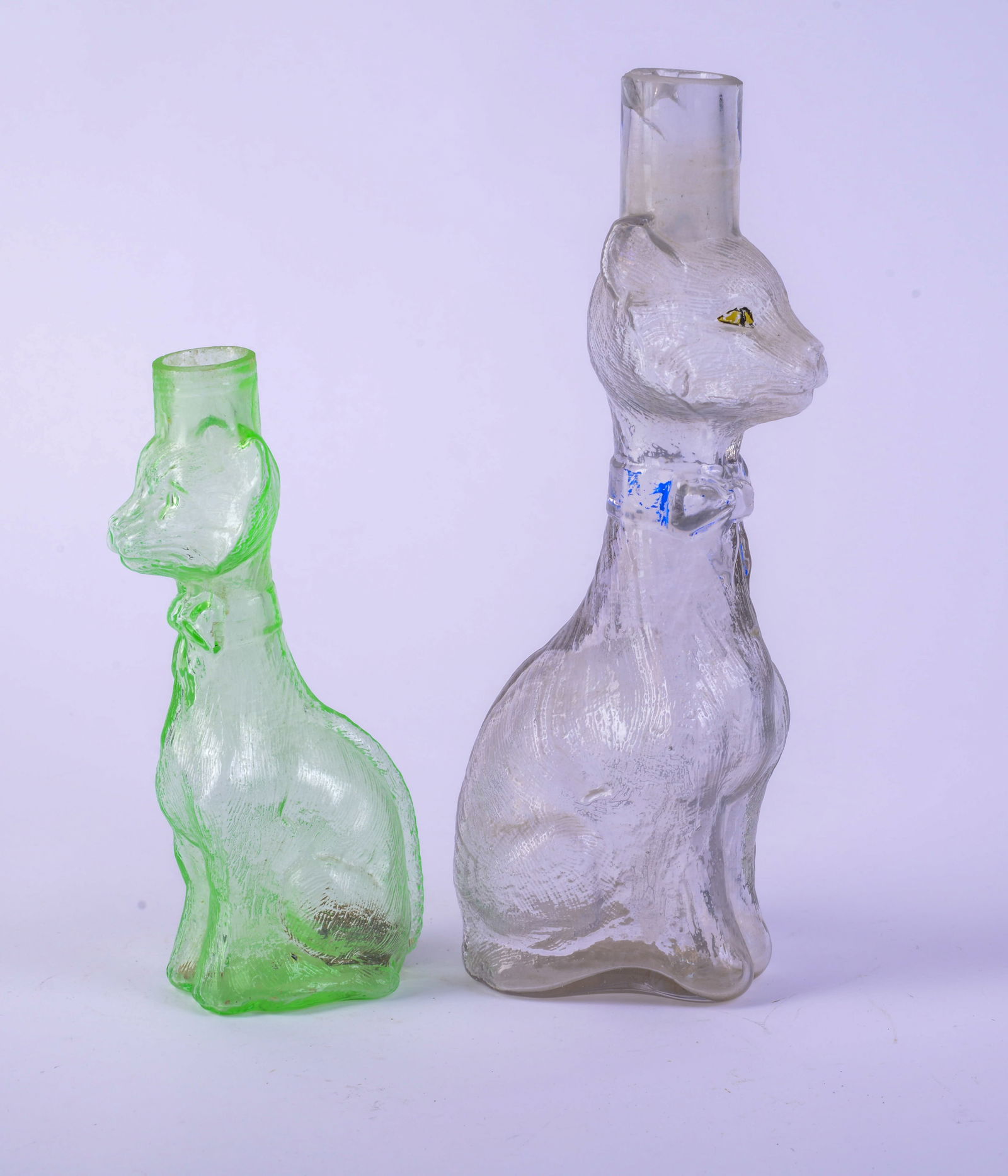 Two Glass Cat Form Jars. - 2