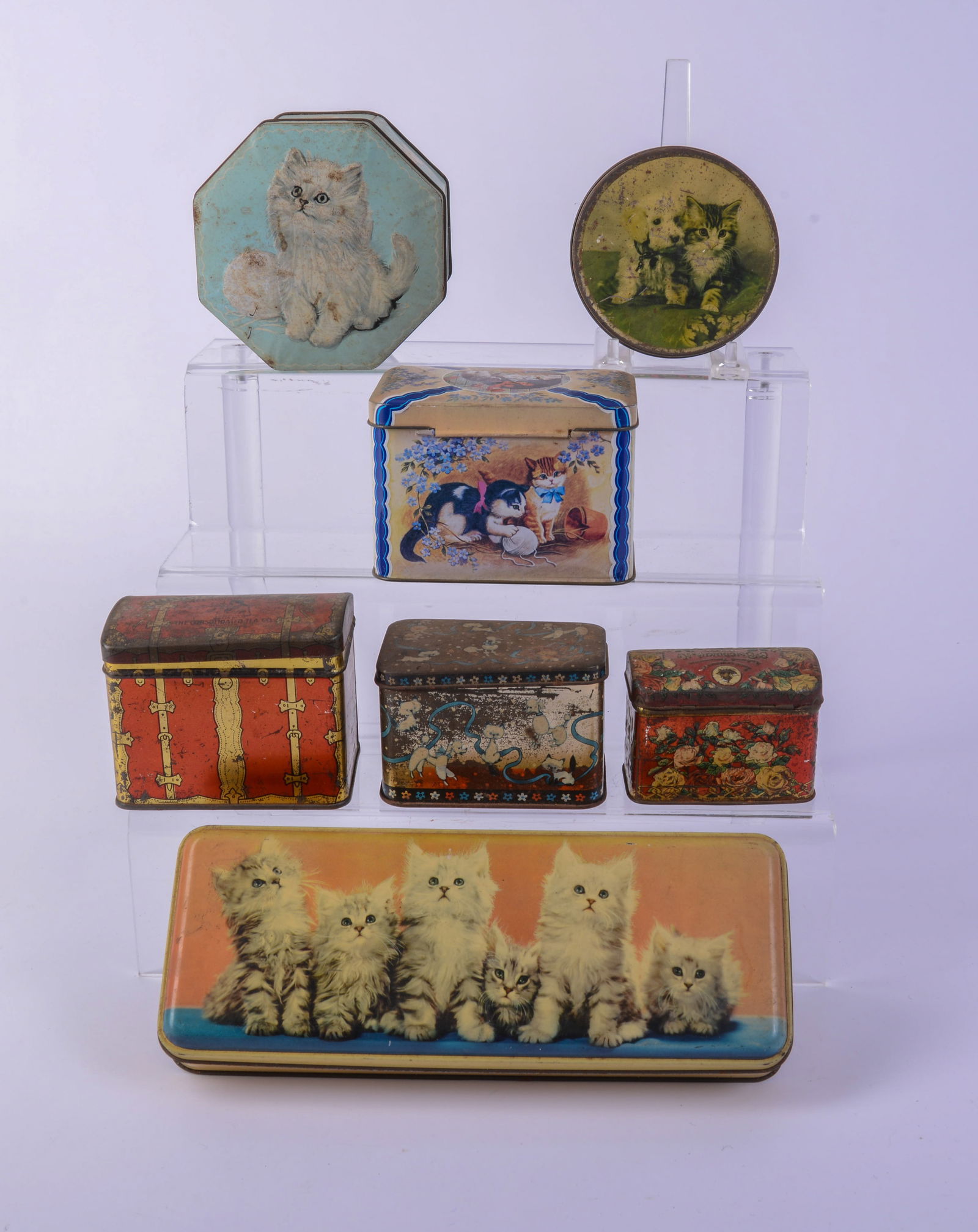Seven Advertising TIns With Cats. (1 of 3)