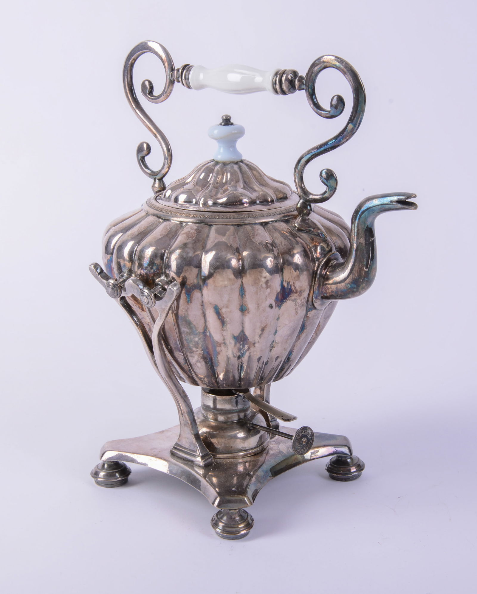 19th C English Silverplate Teapot on Warming Stand (1 of 3)