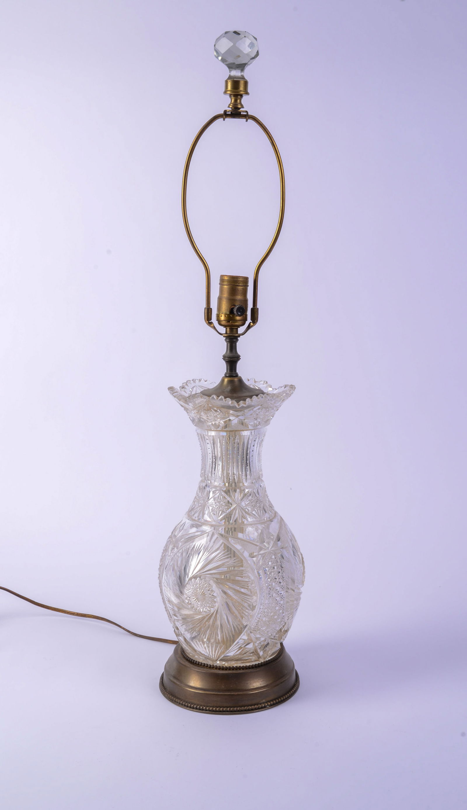 19th C Cut Glass Lamp. (1 of 3)