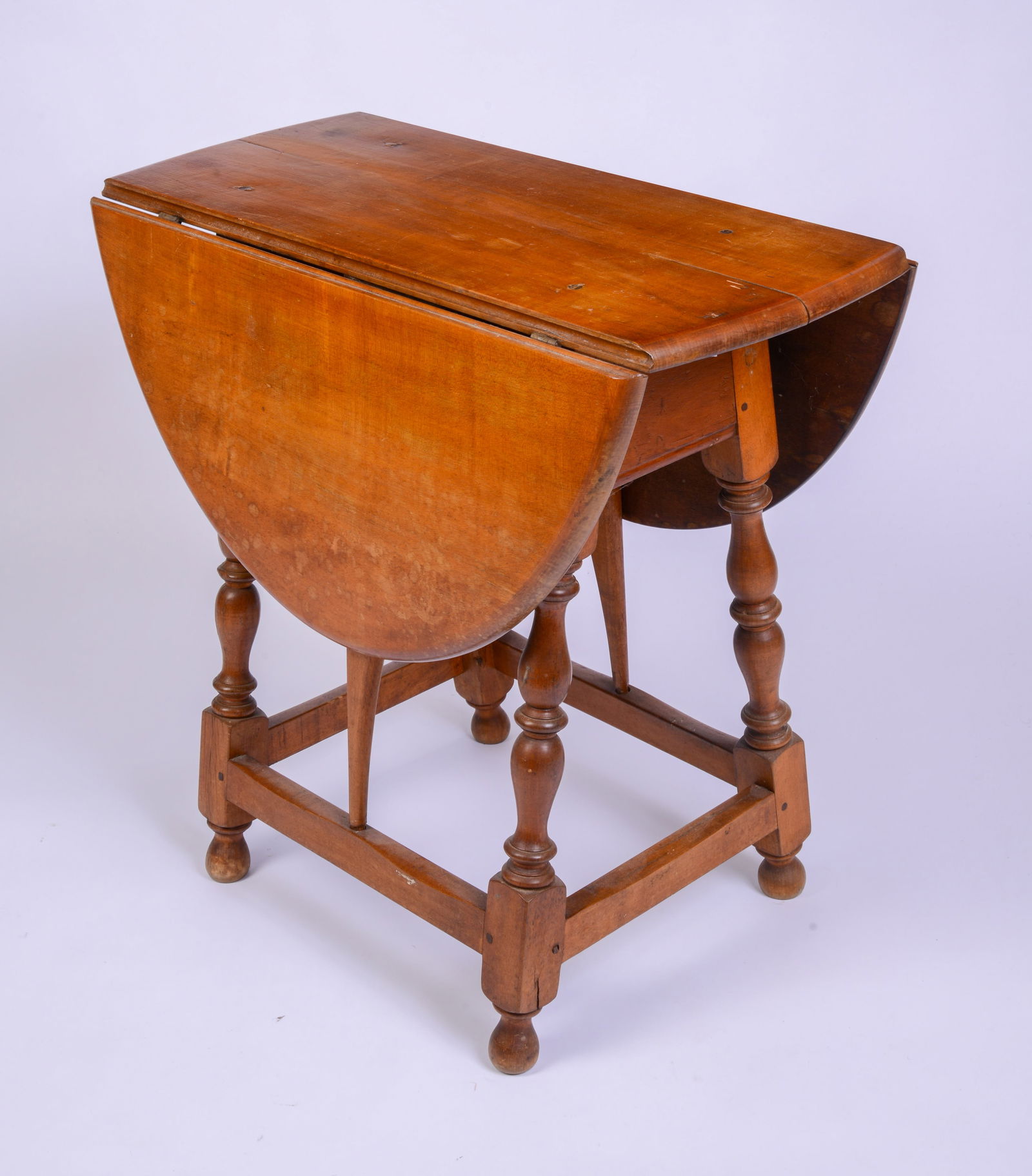 19th C Tiger Maple William & Mary Side Table with Drawer. (1 of 5)