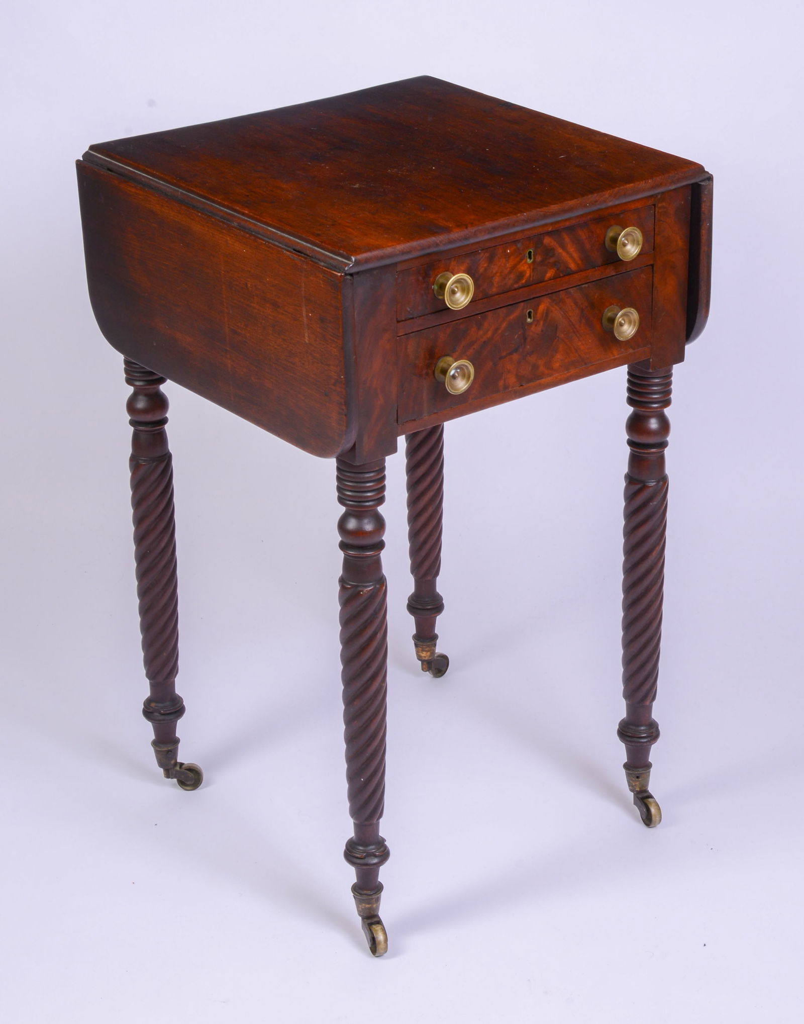 Early 19th C Mahogany Federal Two Drawer Stand (1 of 3)