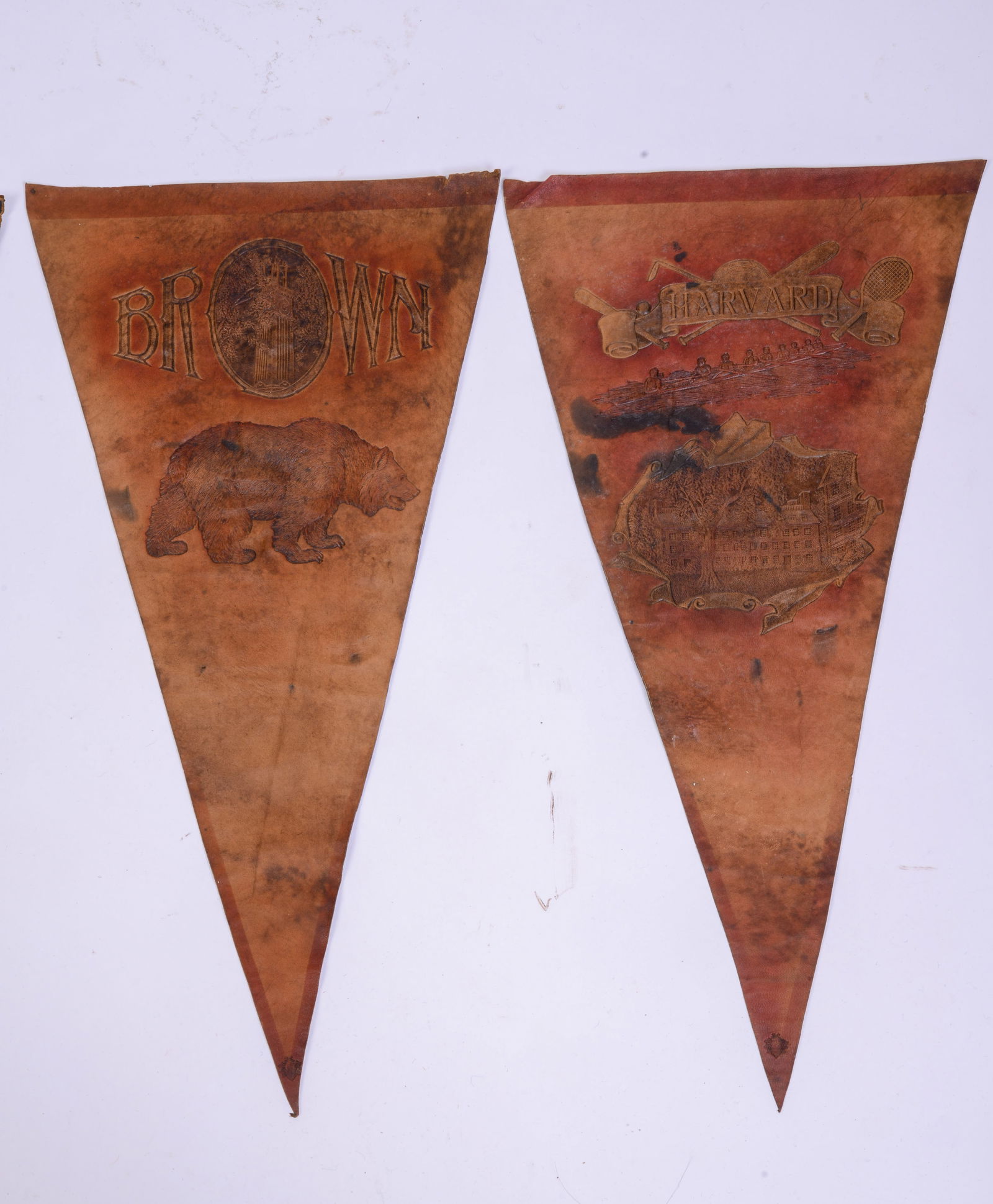 Five 19th C Leather College Penants . - 3