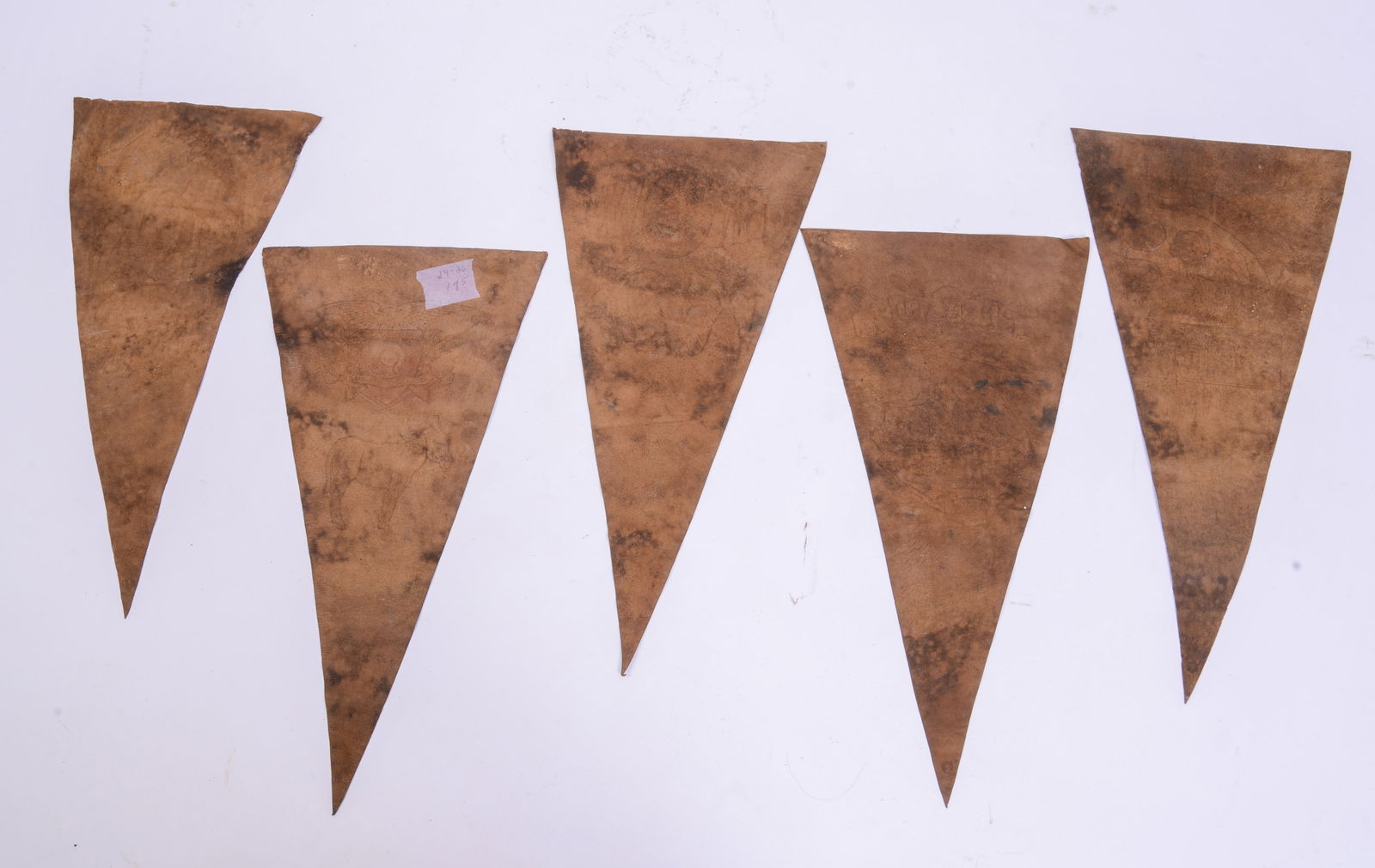 Five 19th C Leather College Penants . - 5