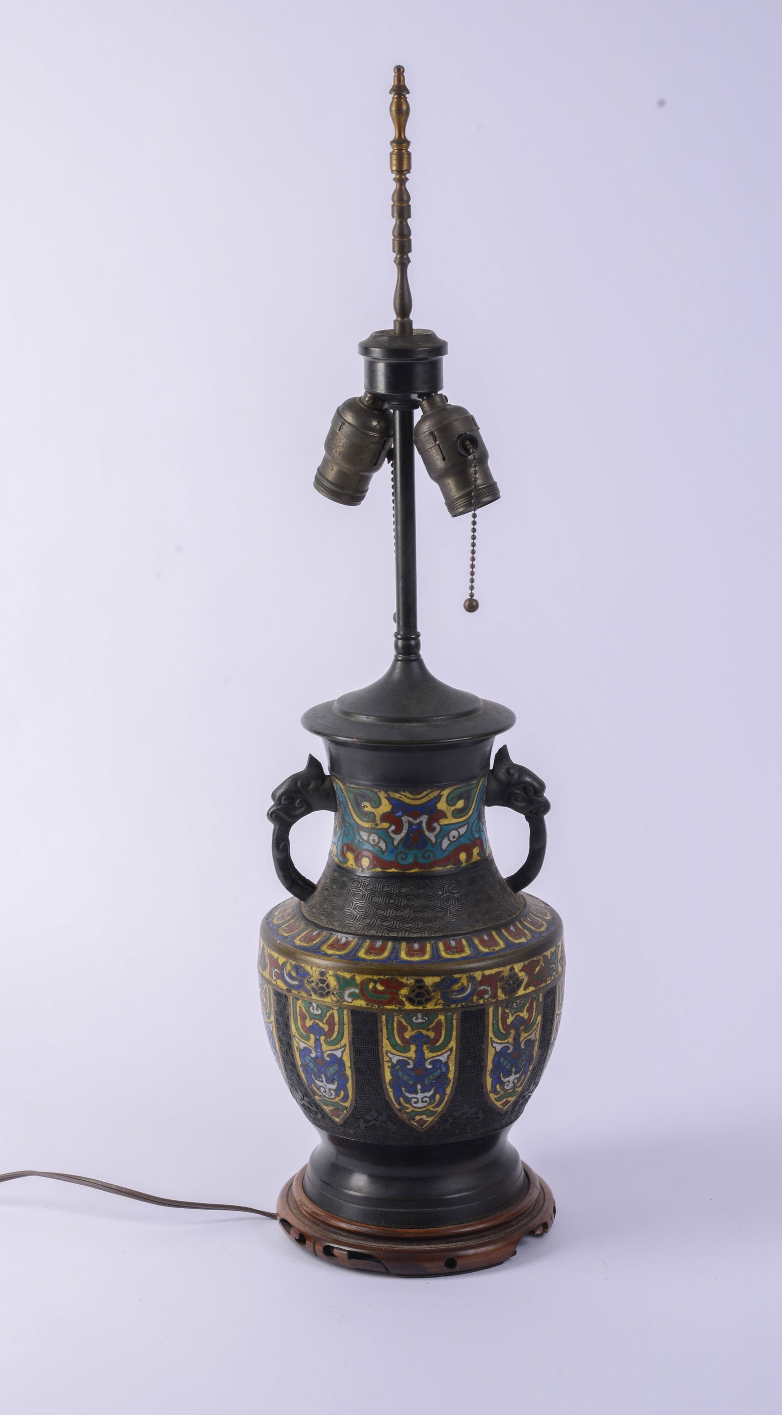 19th C Chinese Champleve Vase Converted to Lamp. (1 of 4)
