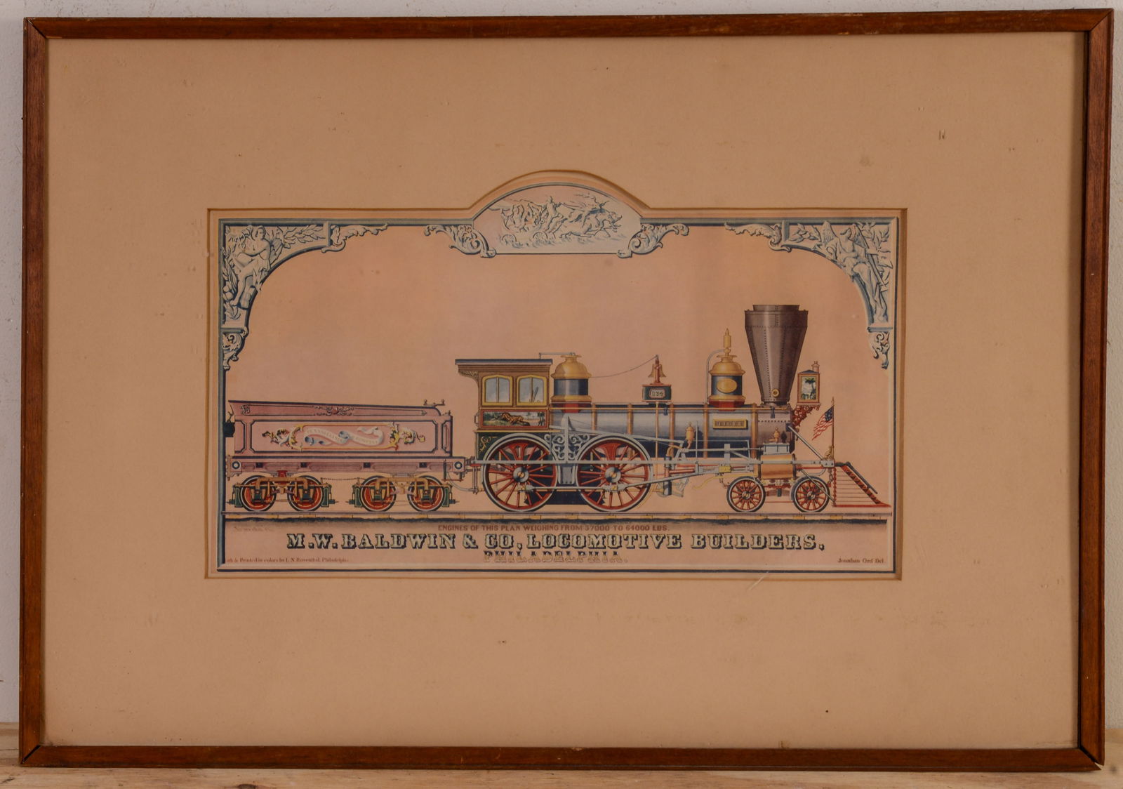 M.W. Baldwin & Co Locomotive Builders Lithograph. (1 of 3)