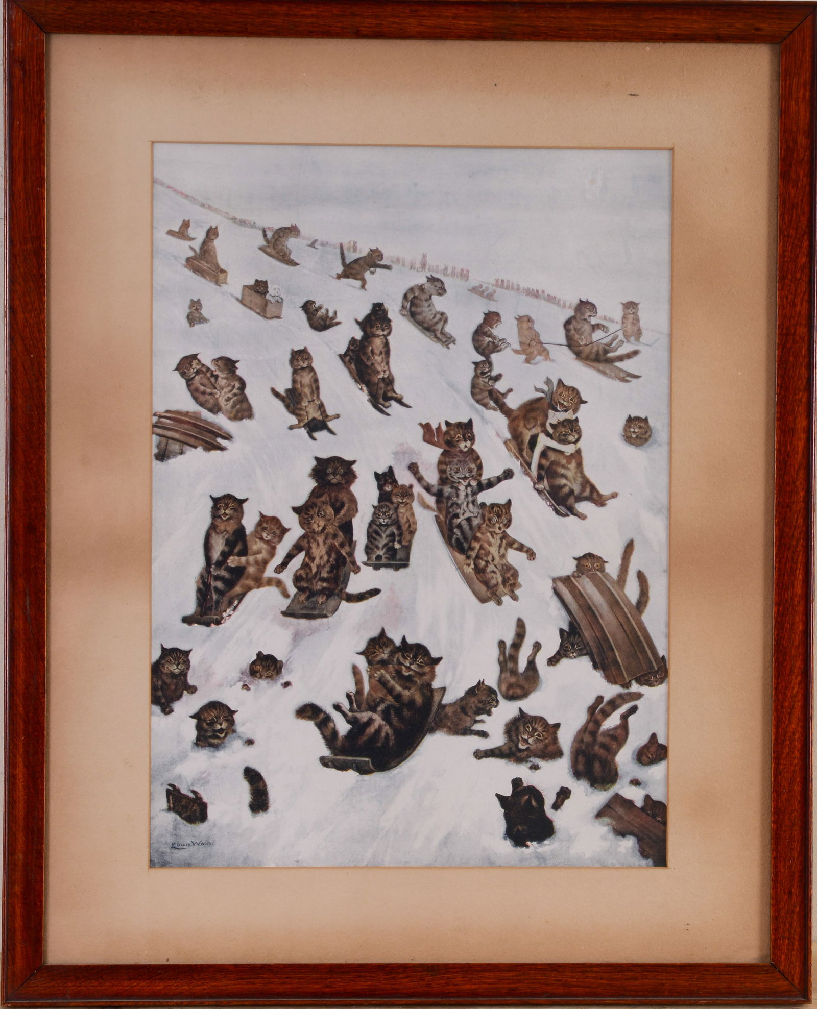 Cat Print, After Louis Wain.: Offset lithograph, framed, 23.5 x 19 inches.