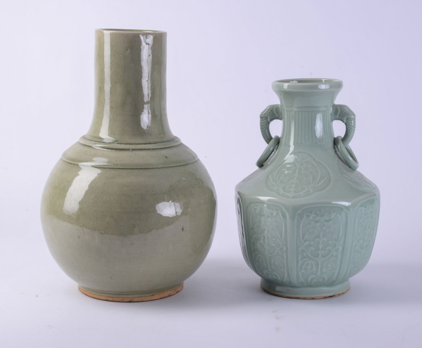 Two Large Chinese Celadon Ground Vases. (1 of 3)