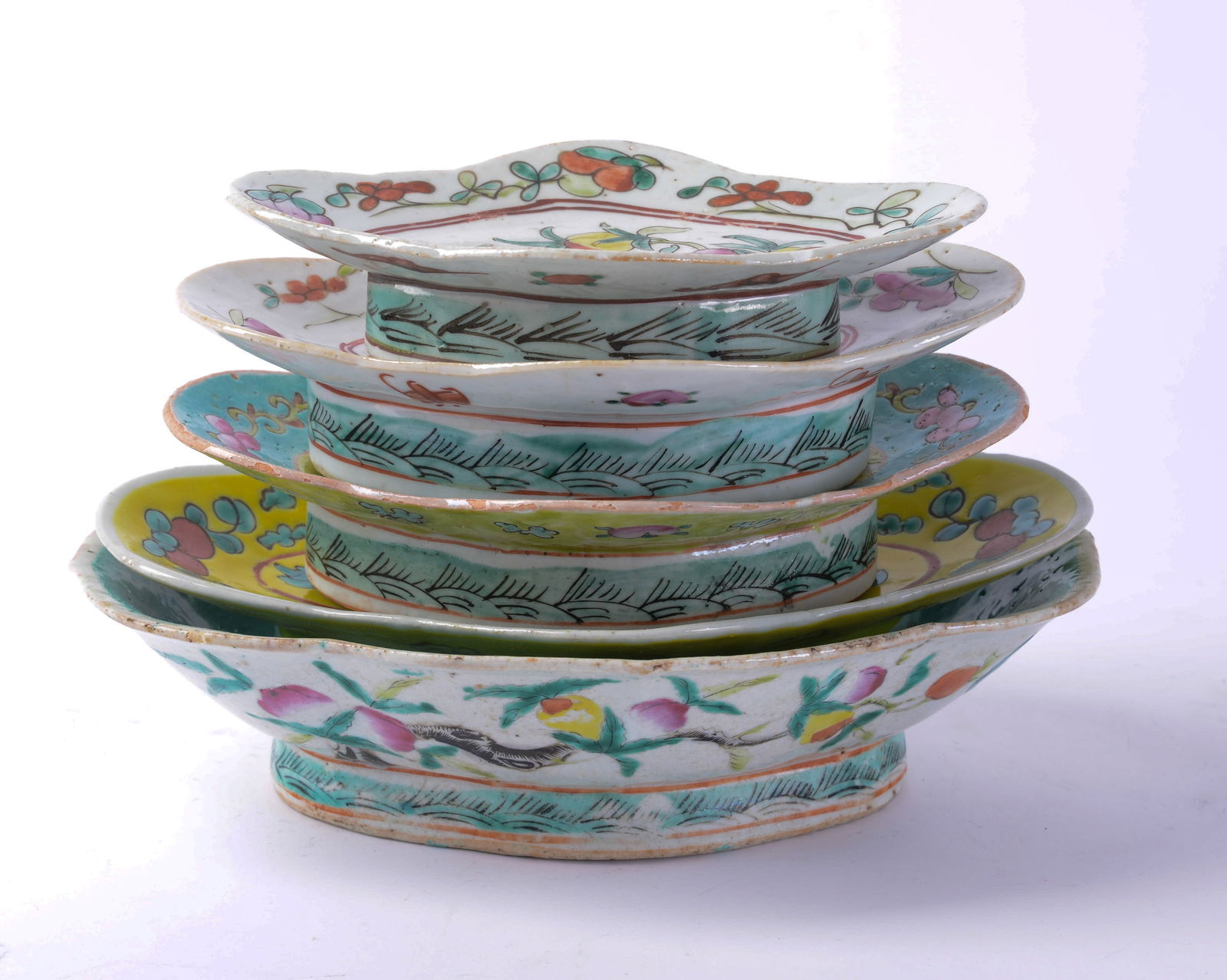 Five Chinese Footed Bowls. (1 of 3)