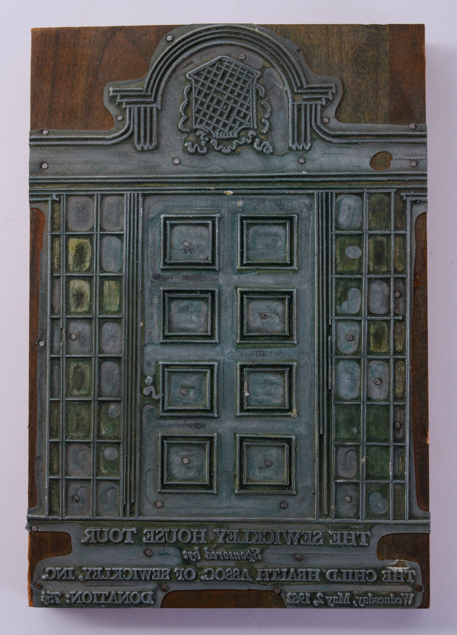 The Sewickley House Tour Printing Plate, 1962.: 9 x 6 inches.