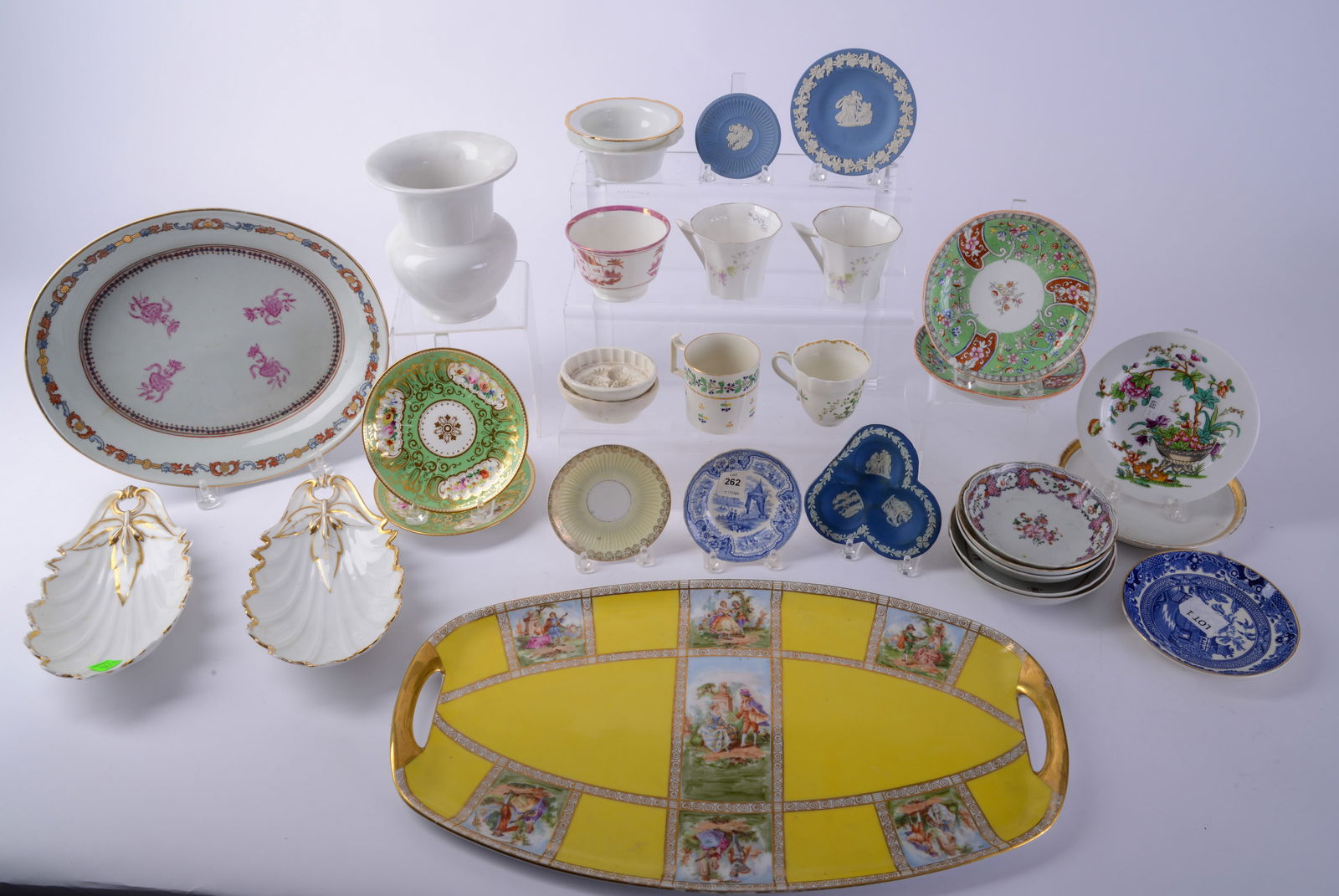 Collection of European Porcelain.: Platter, vases, and others.