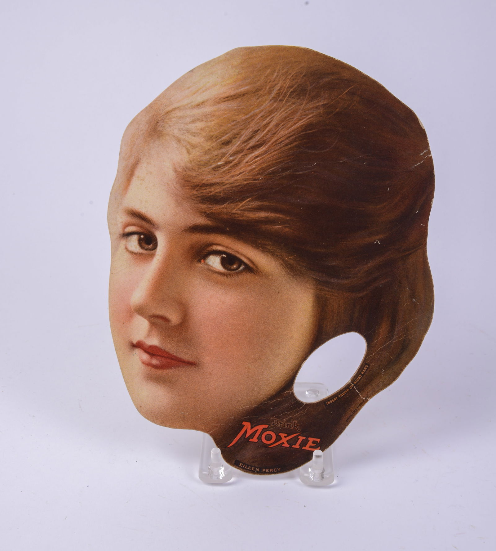 Moxie Advertising Hand Fan With Eileen Percy.: 9.5 x 7 inches, good condition.