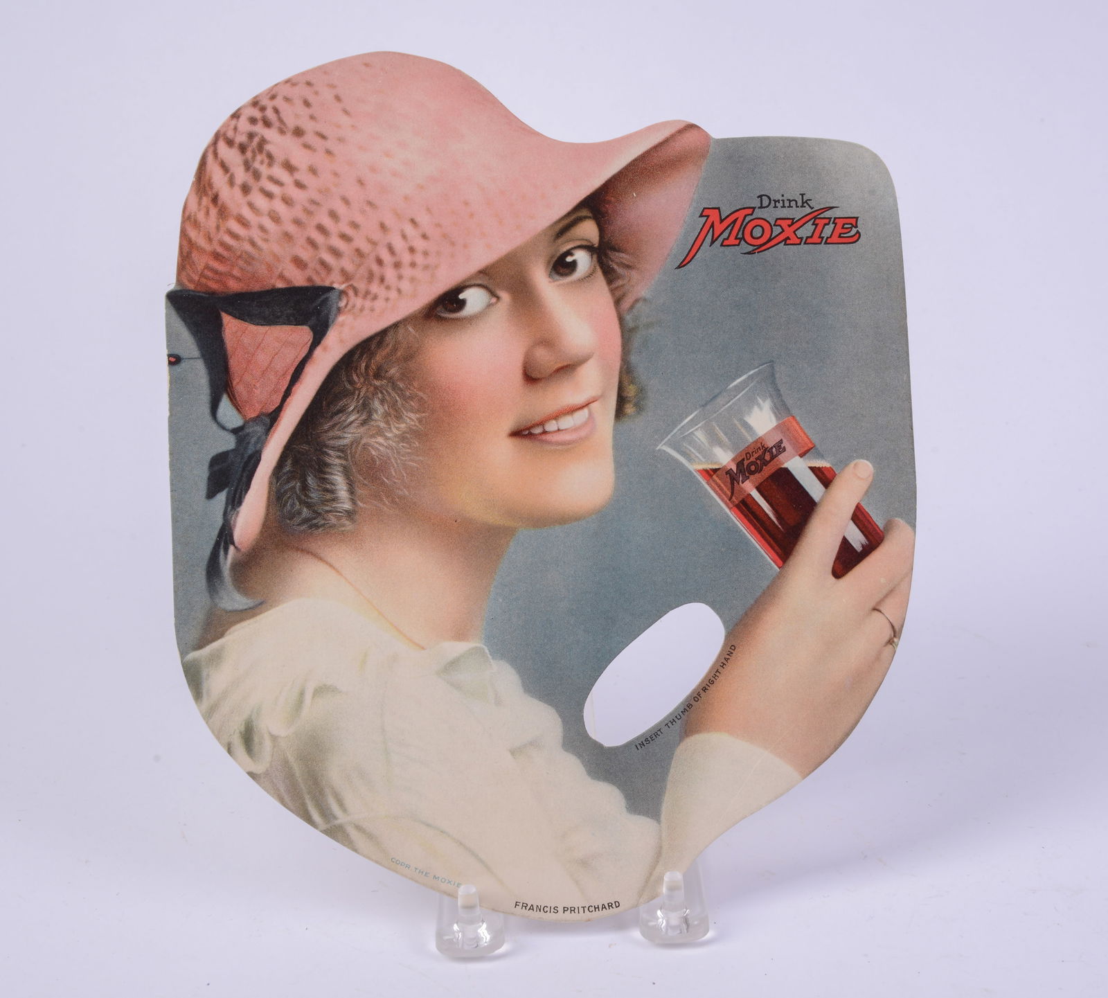 Moxie Advertising Hand Fan With Muriel Ostriche.: 9 x 8.5 inches, good condition.