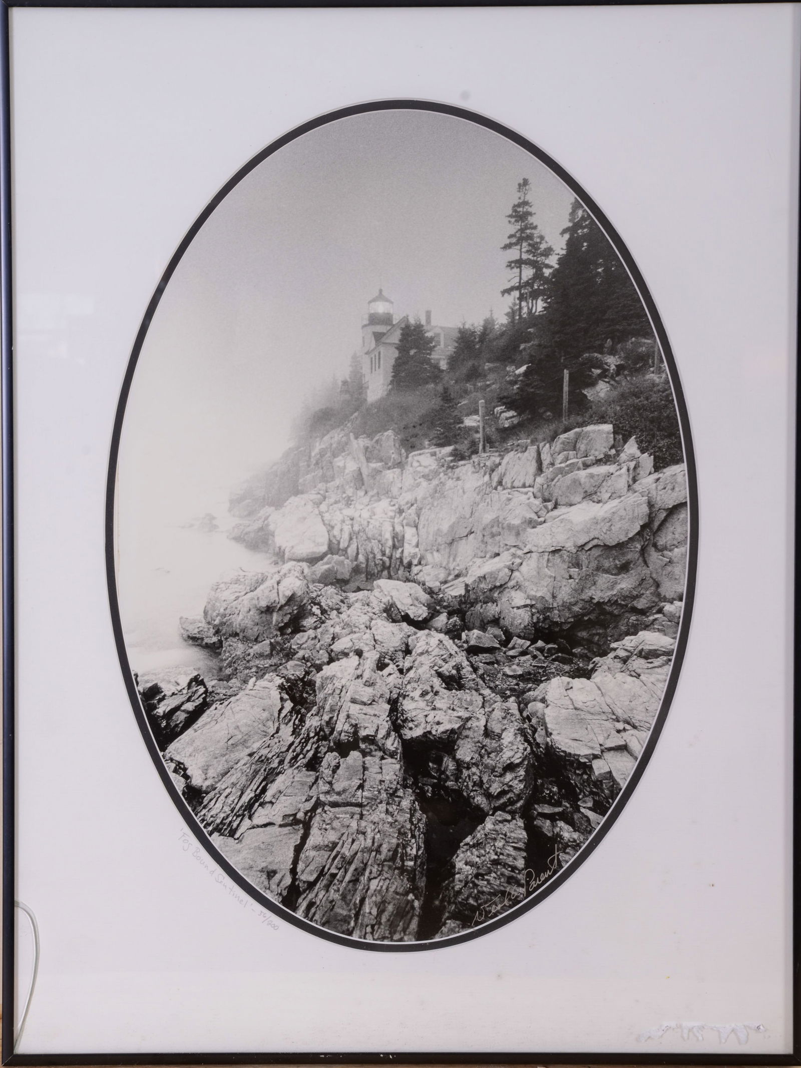 Neal A Parent Photograph of Bass Lighthouse.: Framed, 24 x 18 inches.