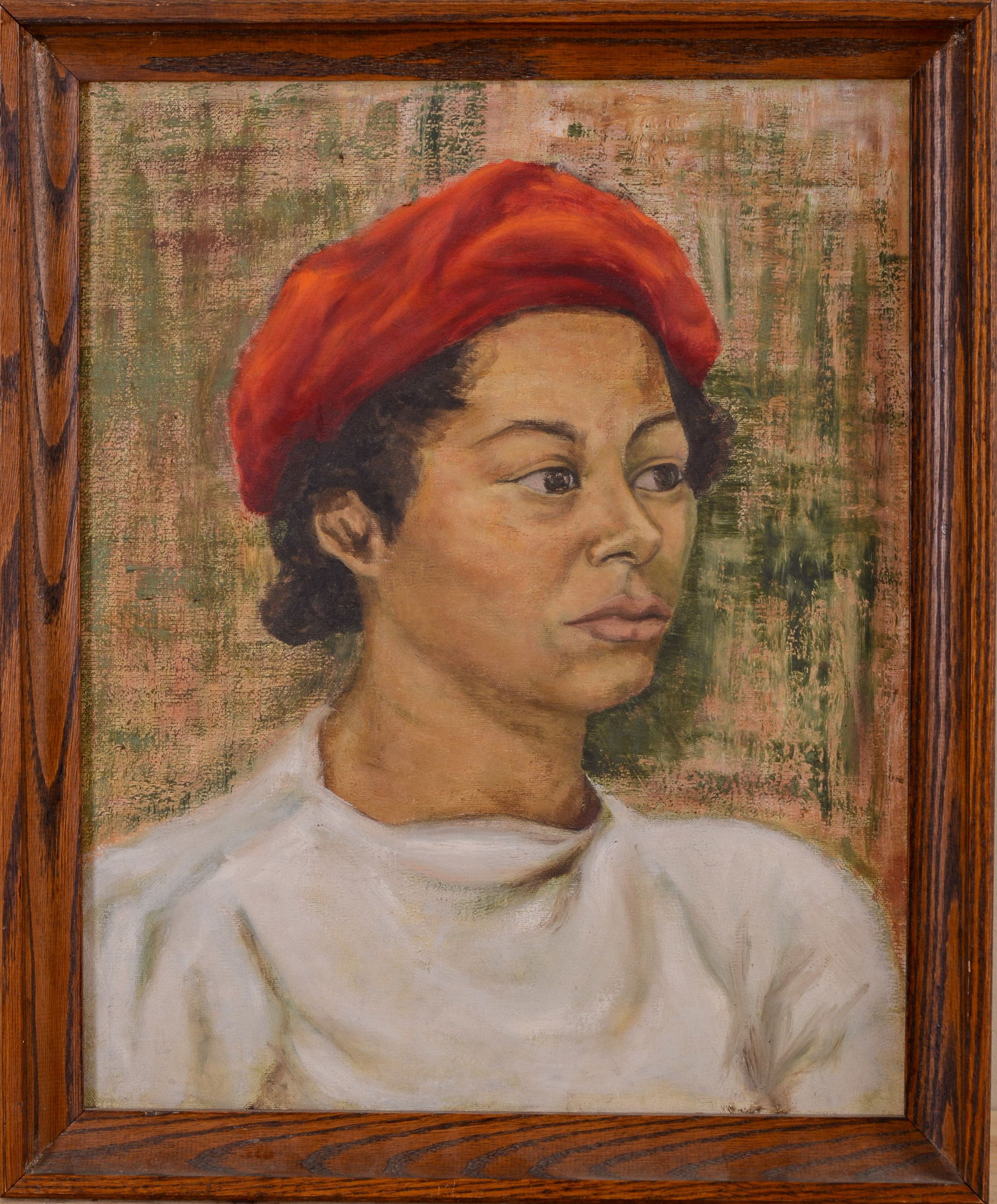 Portrait of an African American Woman.: Oil on canvas, 19.5 x 15.5 inches. Monogrammed EAL on verso.